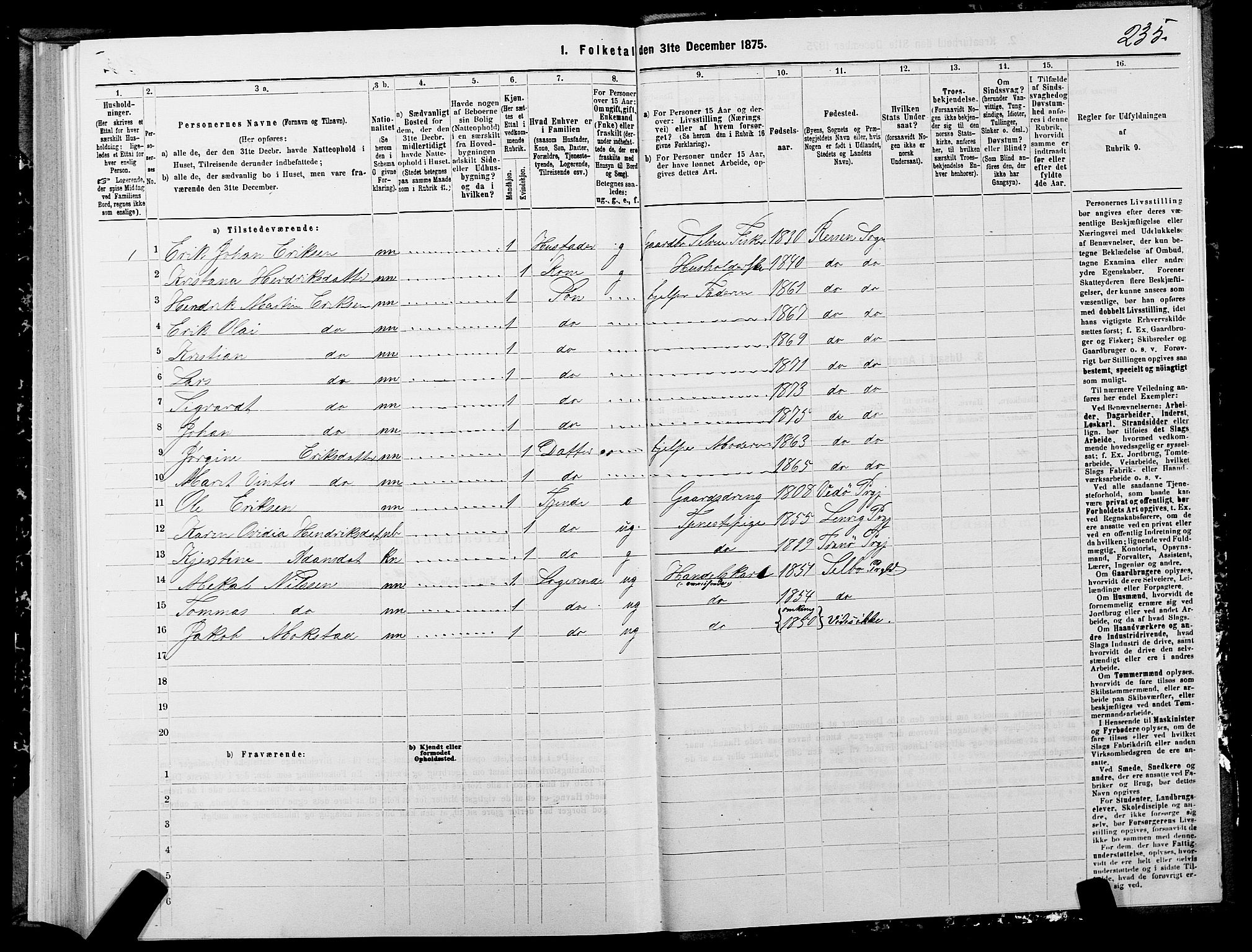 SATØ, 1875 census for 1927P Tranøy, 1875, p. 1235