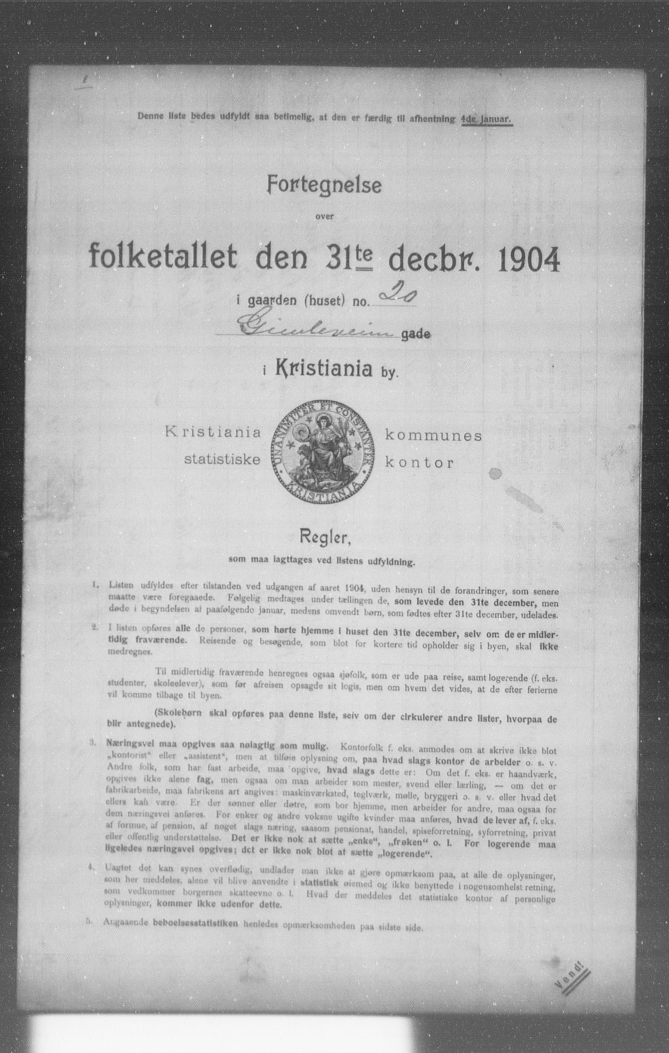 OBA, Municipal Census 1904 for Kristiania, 1904, p. 5896