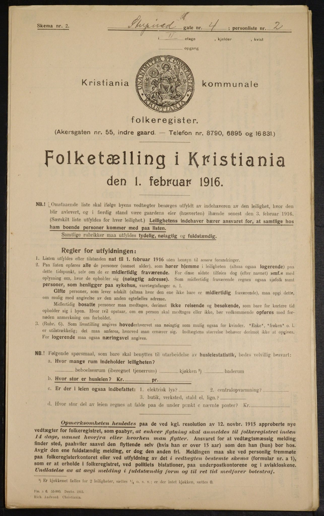 OBA, Municipal Census 1916 for Kristiania, 1916, p. 107309