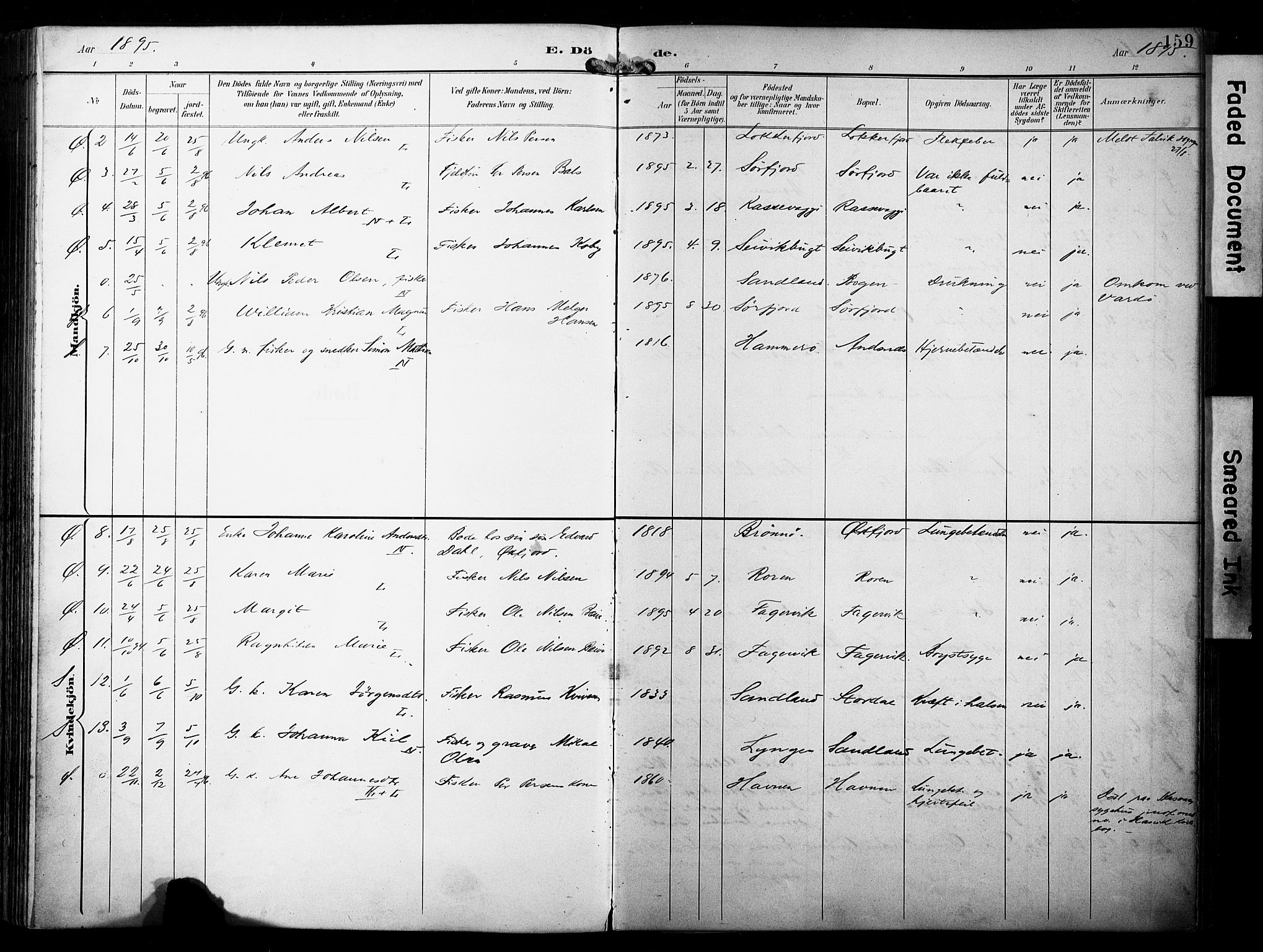 Loppa sokneprestkontor, SATØ/S-1339/H/Ha/L0009kirke: Parish register (official) no. 9, 1895-1909, p. 159