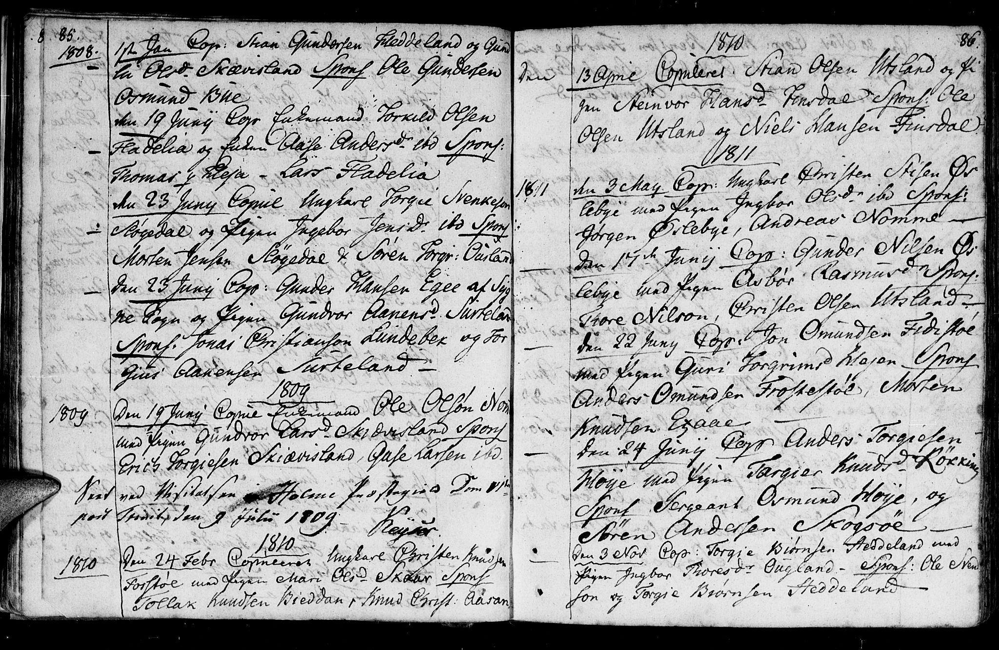 Holum sokneprestkontor, SAK/1111-0022/F/Fa/Fac/L0001: Parish register (official) no. A 1, 1773-1820, p. 85-86