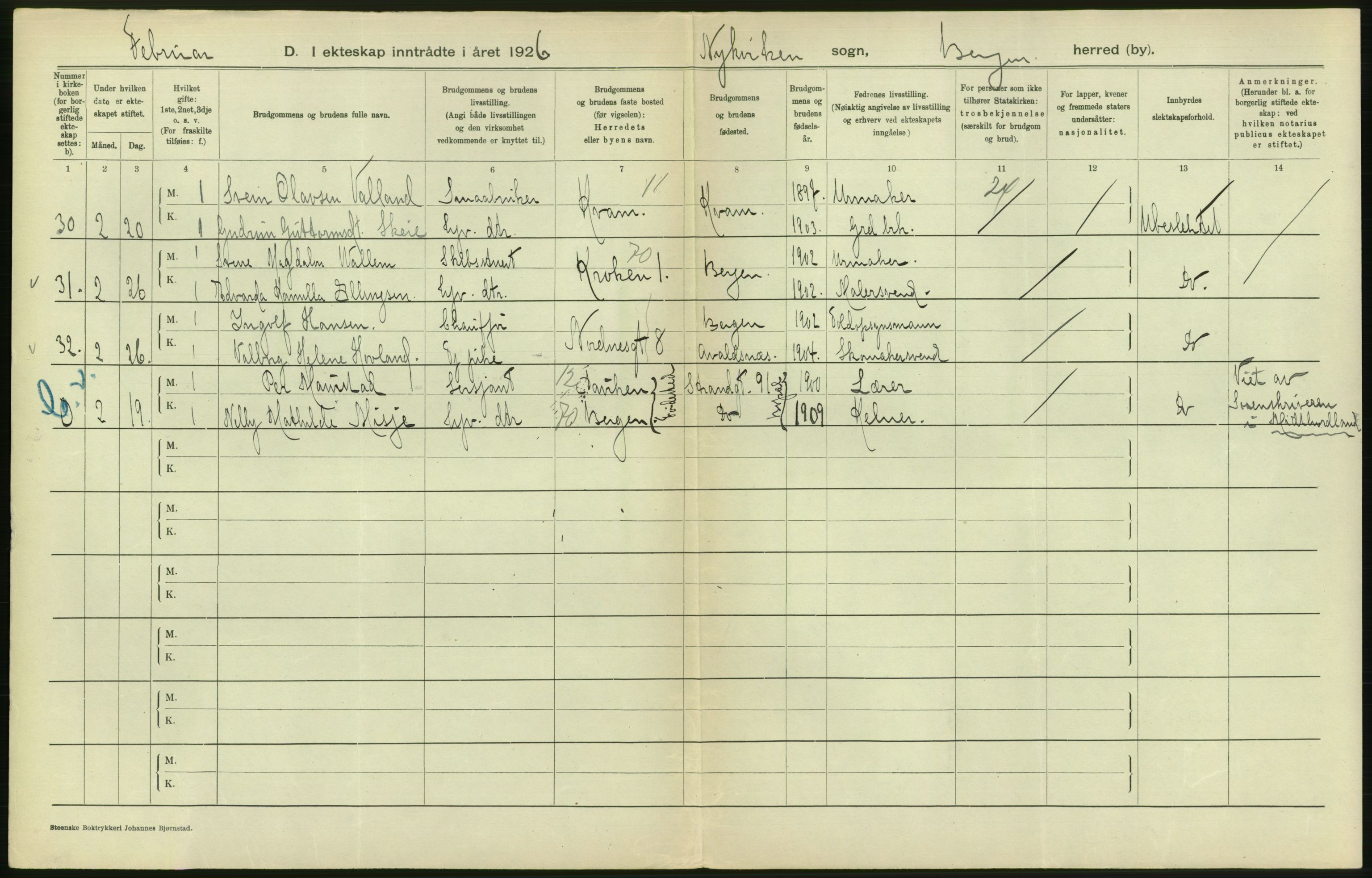 Statistisk sentralbyrå, Sosiodemografiske emner, Befolkning, AV/RA-S-2228/D/Df/Dfc/Dfcg/L0028: Bergen: Gifte, døde., 1927, p. 102