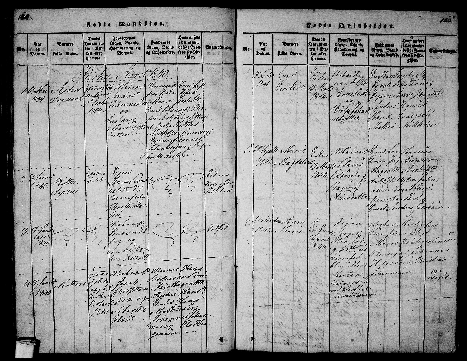 Larvik kirkebøker, AV/SAKO-A-352/G/Gb/L0001: Parish register (copy) no. II 1, 1818-1843, p. 154-155