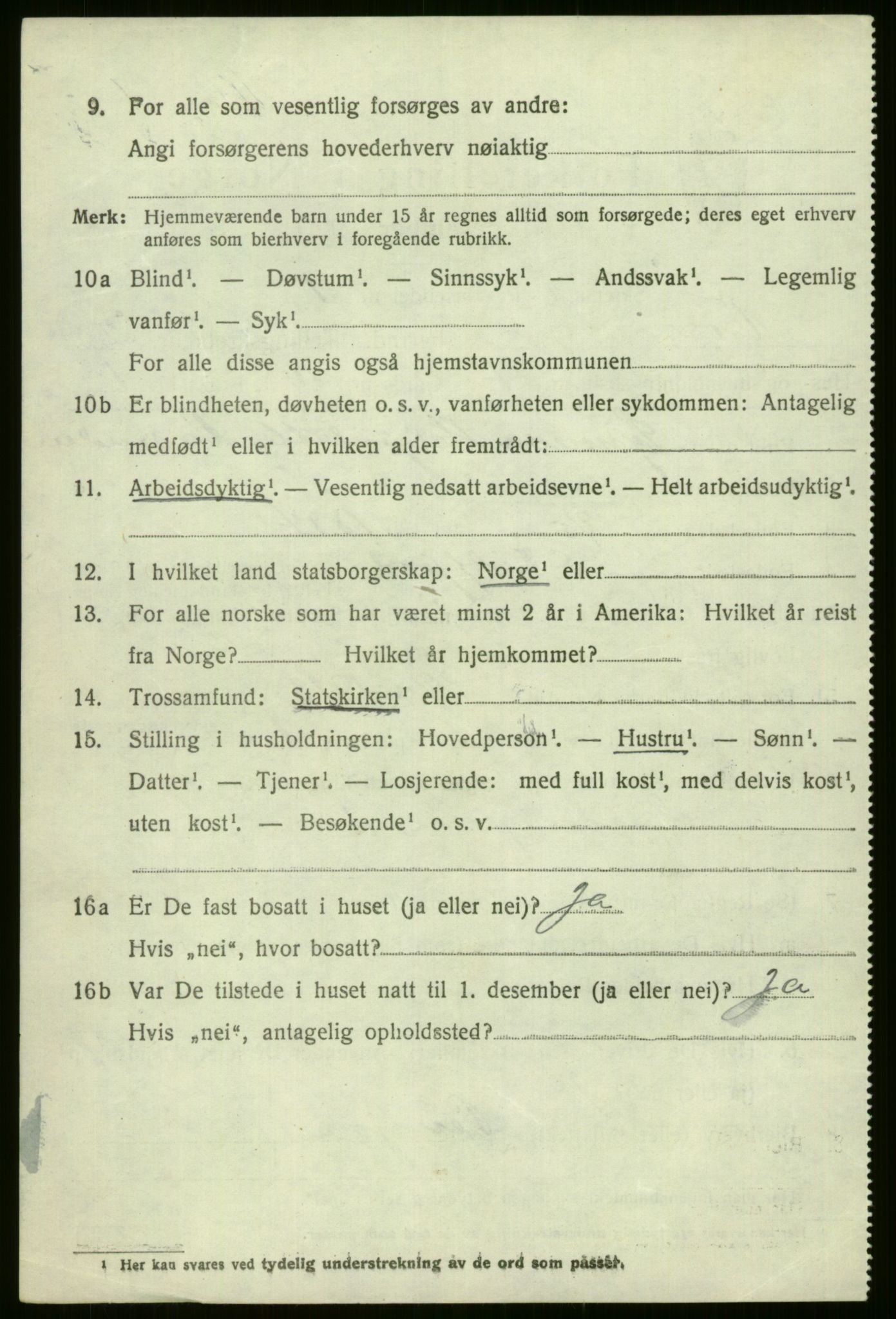 SAB, 1920 census for Voss, 1920, p. 3430