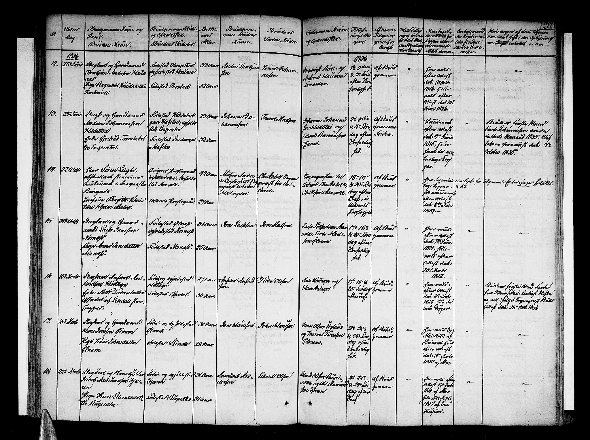 Sogndal sokneprestembete, SAB/A-81301/H/Haa/Haaa/L0010: Parish register (official) no. A 10, 1821-1838, p. 217