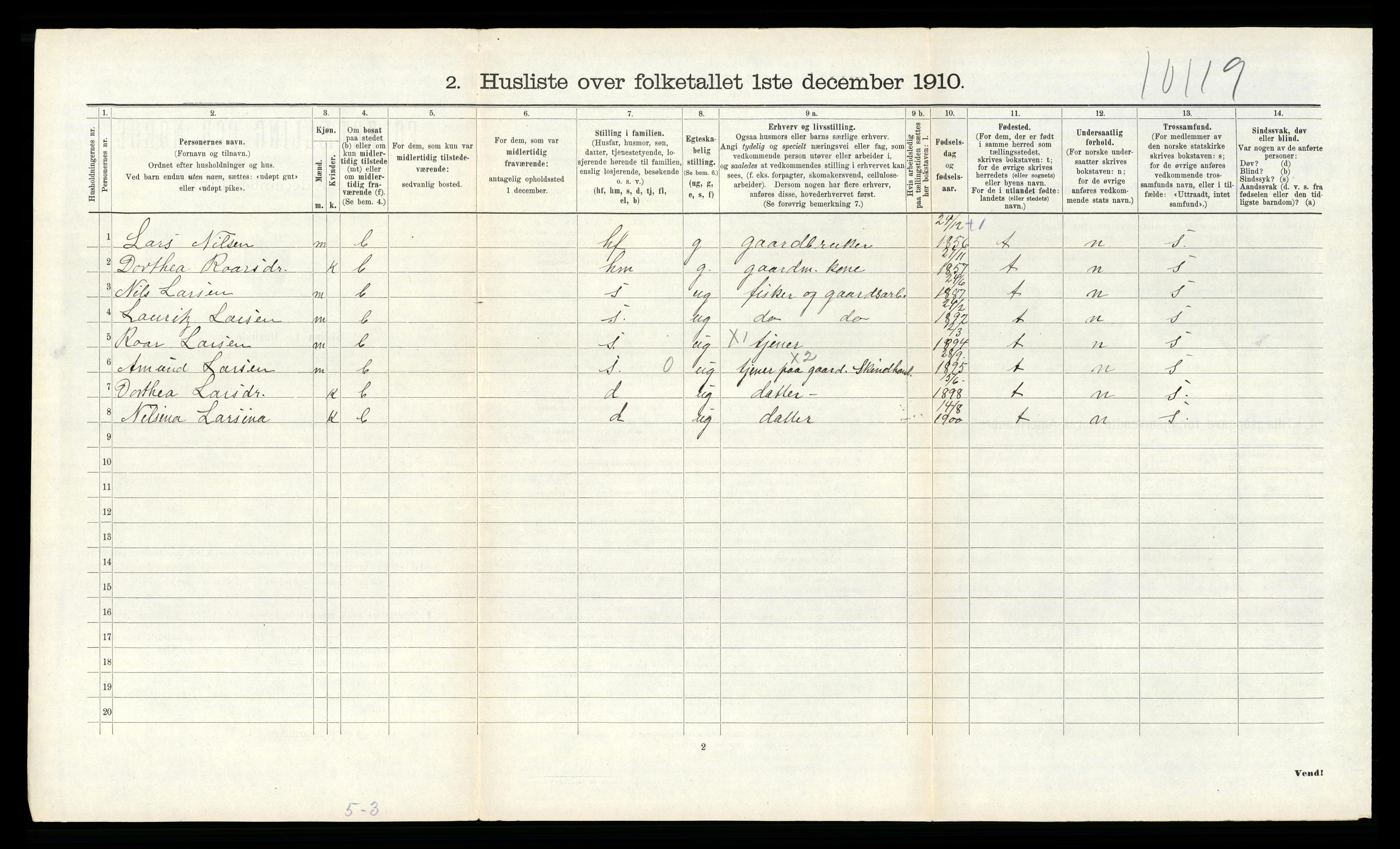 RA, 1910 census for Finnås, 1910, p. 1459