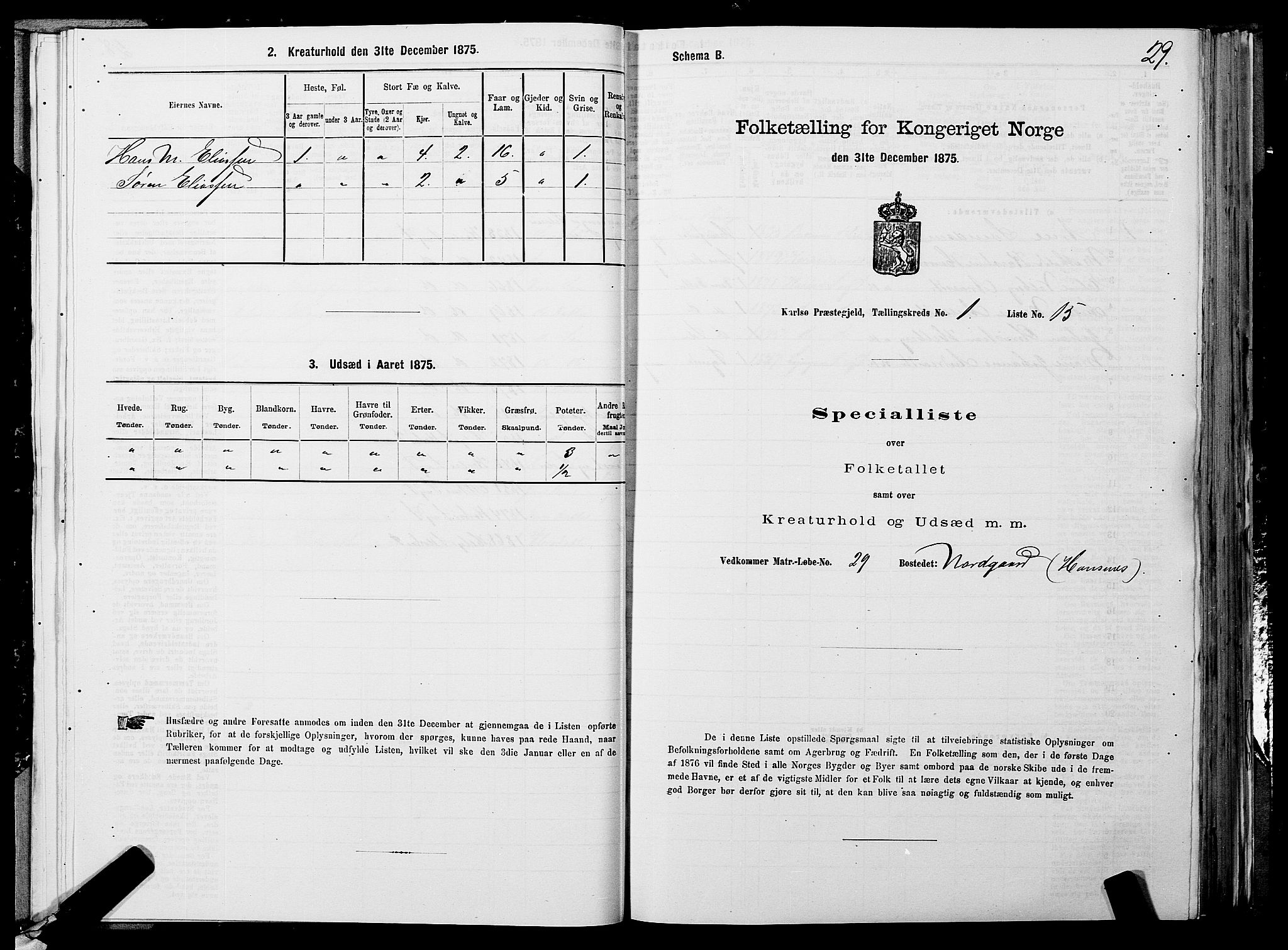 SATØ, 1875 census for 1936P Karlsøy, 1875, p. 1029