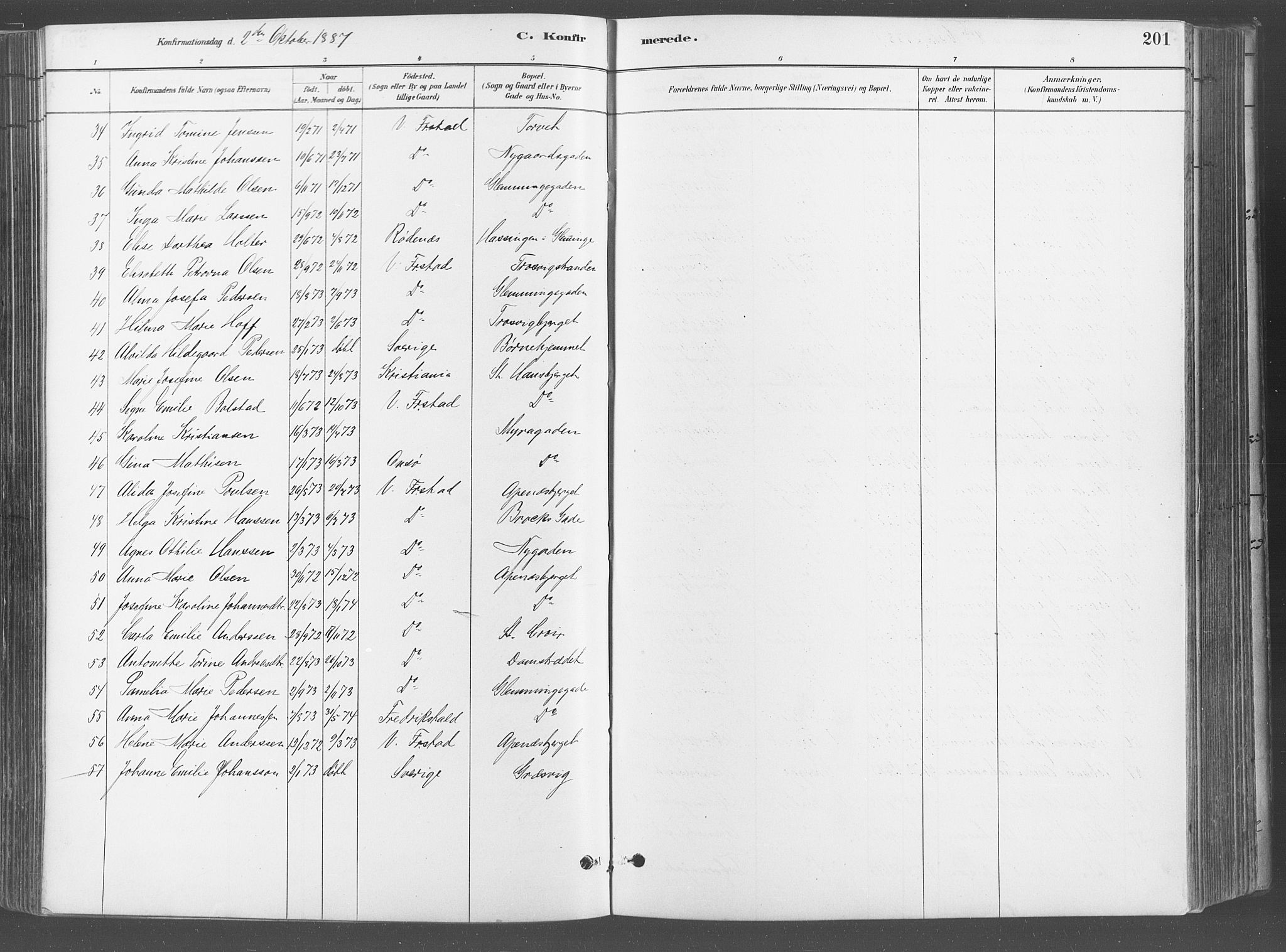 Fredrikstad domkirkes prestekontor Kirkebøker, AV/SAO-A-10906/G/Ga/L0003: Parish register (copy) no. 3, 1880-1900, p. 201