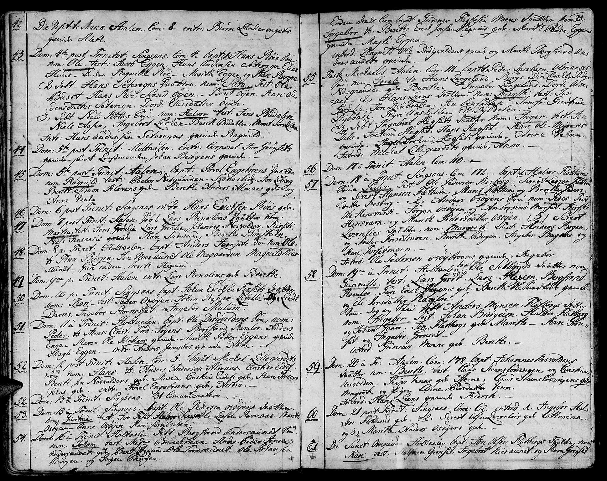 Ministerialprotokoller, klokkerbøker og fødselsregistre - Sør-Trøndelag, SAT/A-1456/685/L0952: Parish register (official) no. 685A01, 1745-1804, p. 21