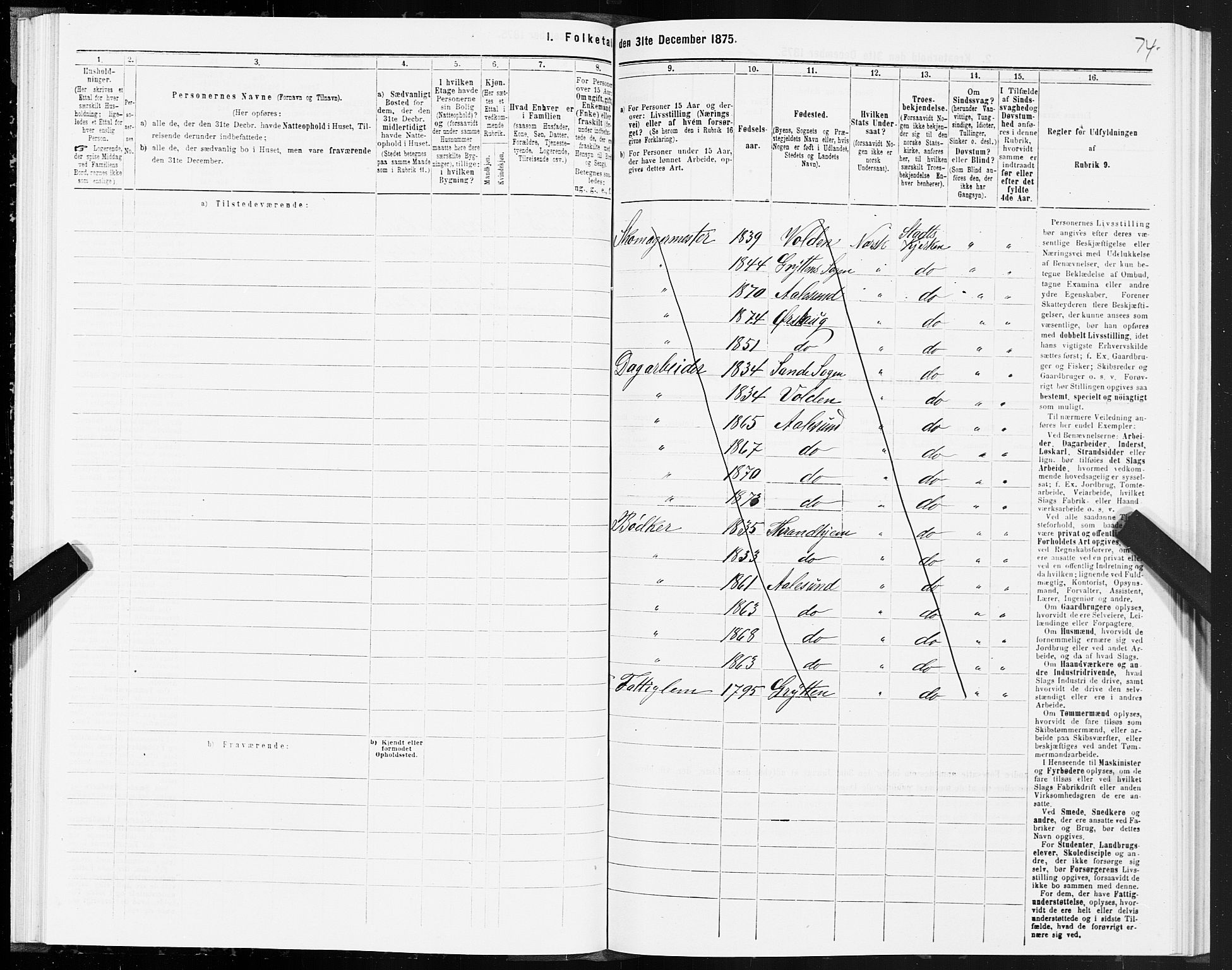 SAT, 1875 census for 1501P Ålesund, 1875, p. 2074