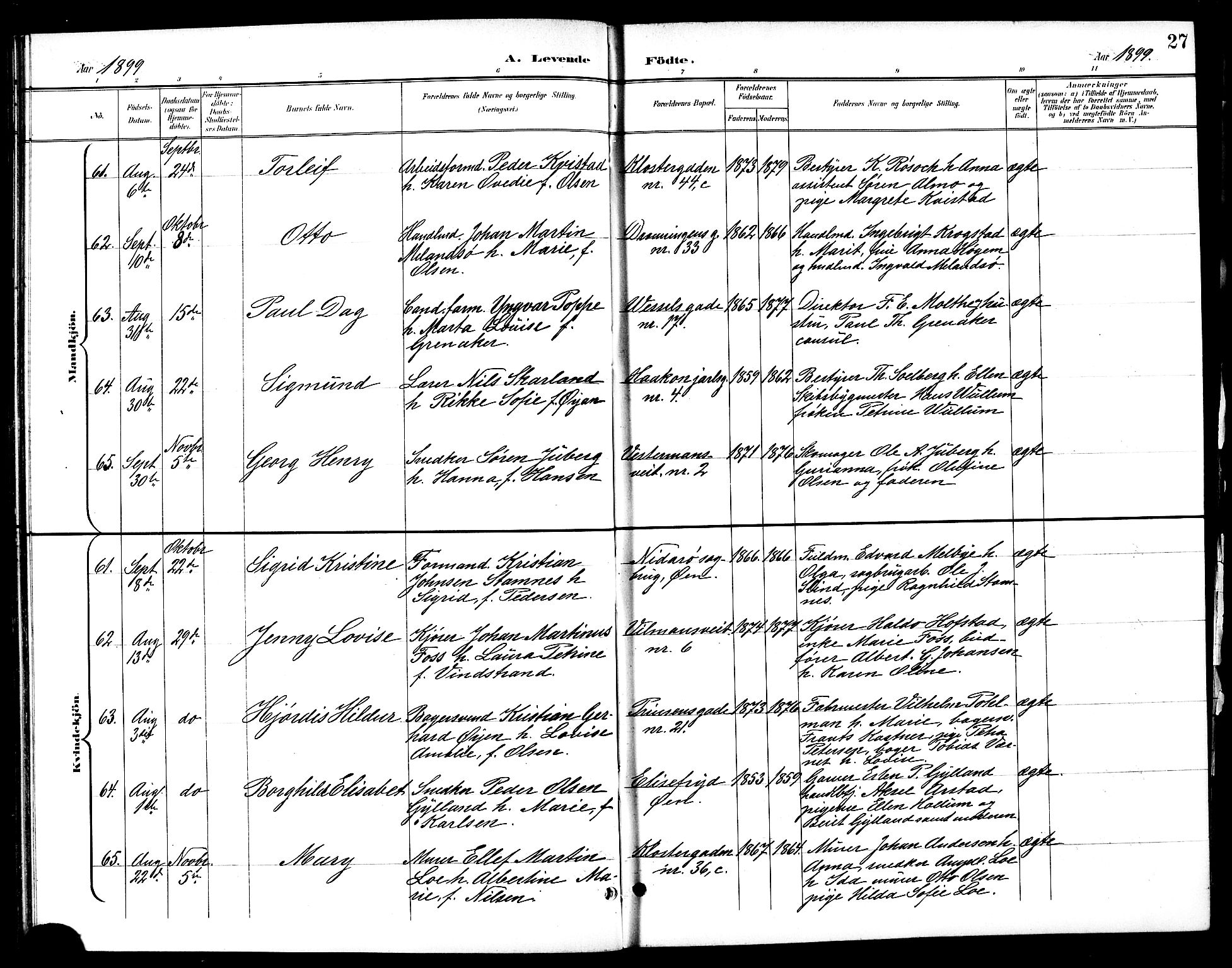 Ministerialprotokoller, klokkerbøker og fødselsregistre - Sør-Trøndelag, SAT/A-1456/601/L0094: Parish register (copy) no. 601C12, 1898-1911, p. 27