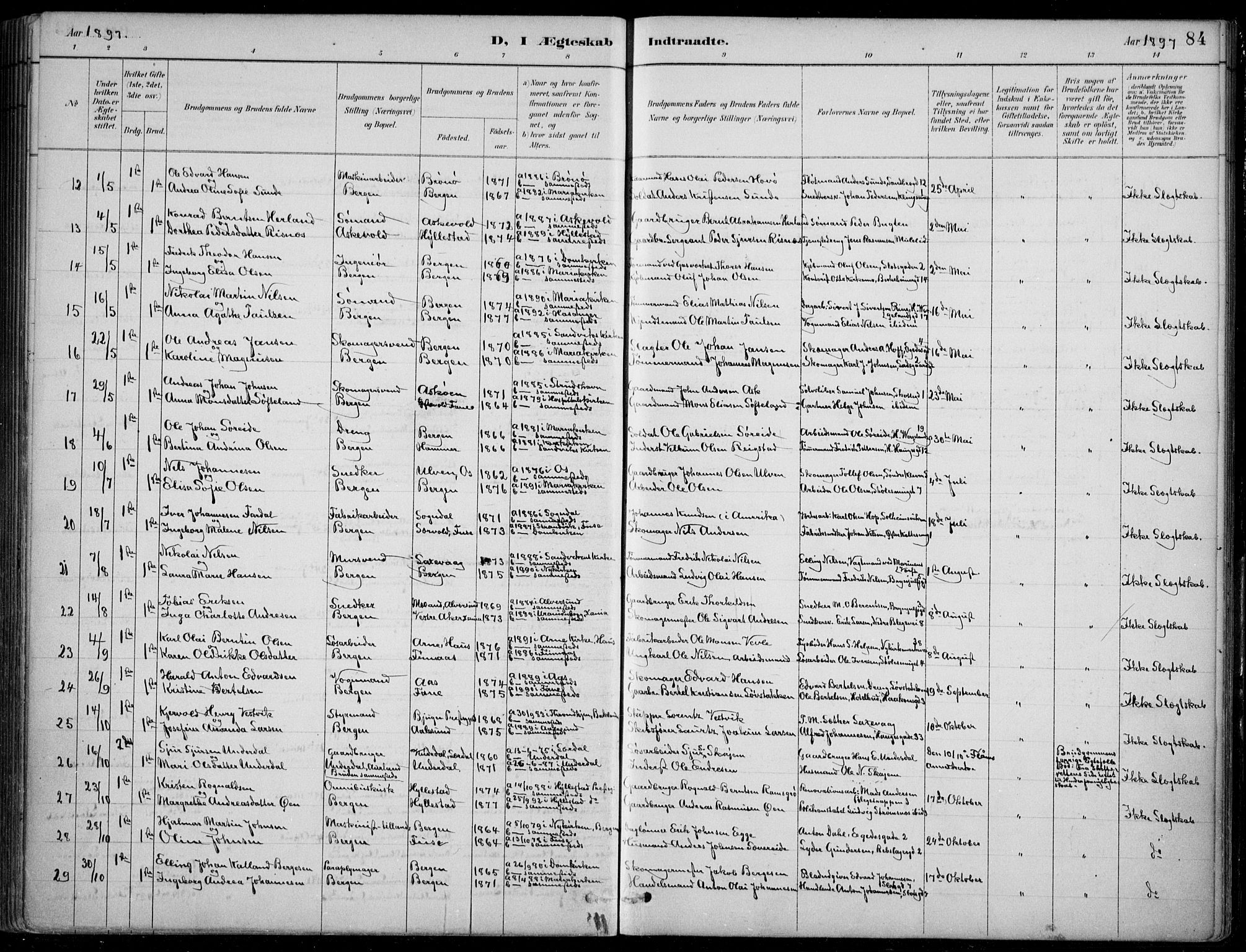 Mariakirken Sokneprestembete, AV/SAB-A-76901/H/Hab/L0008: Parish register (copy) no. A 8, 1889-1908, p. 84