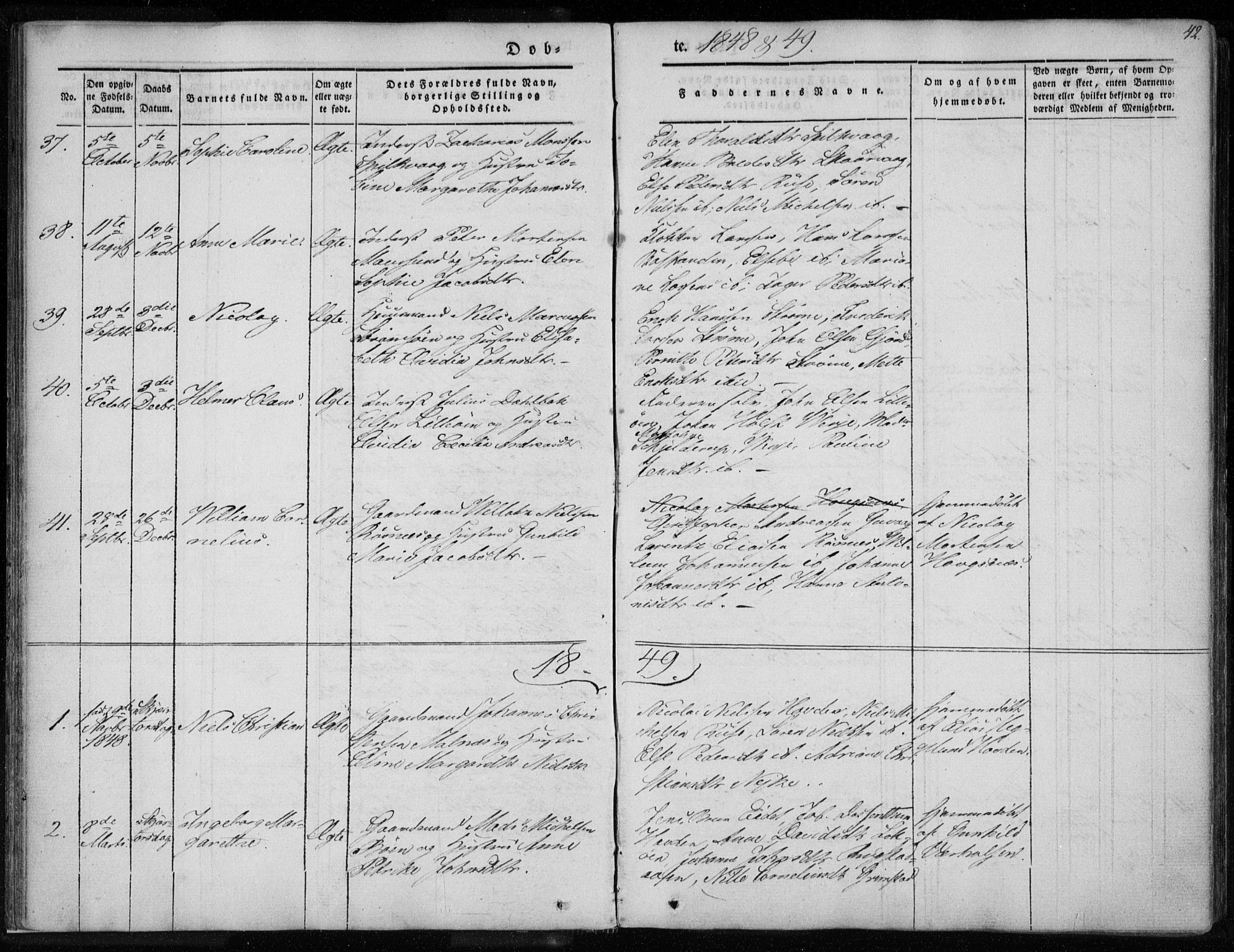 Ministerialprotokoller, klokkerbøker og fødselsregistre - Nordland, SAT/A-1459/891/L1299: Parish register (official) no. 891A04, 1841-1856, p. 42
