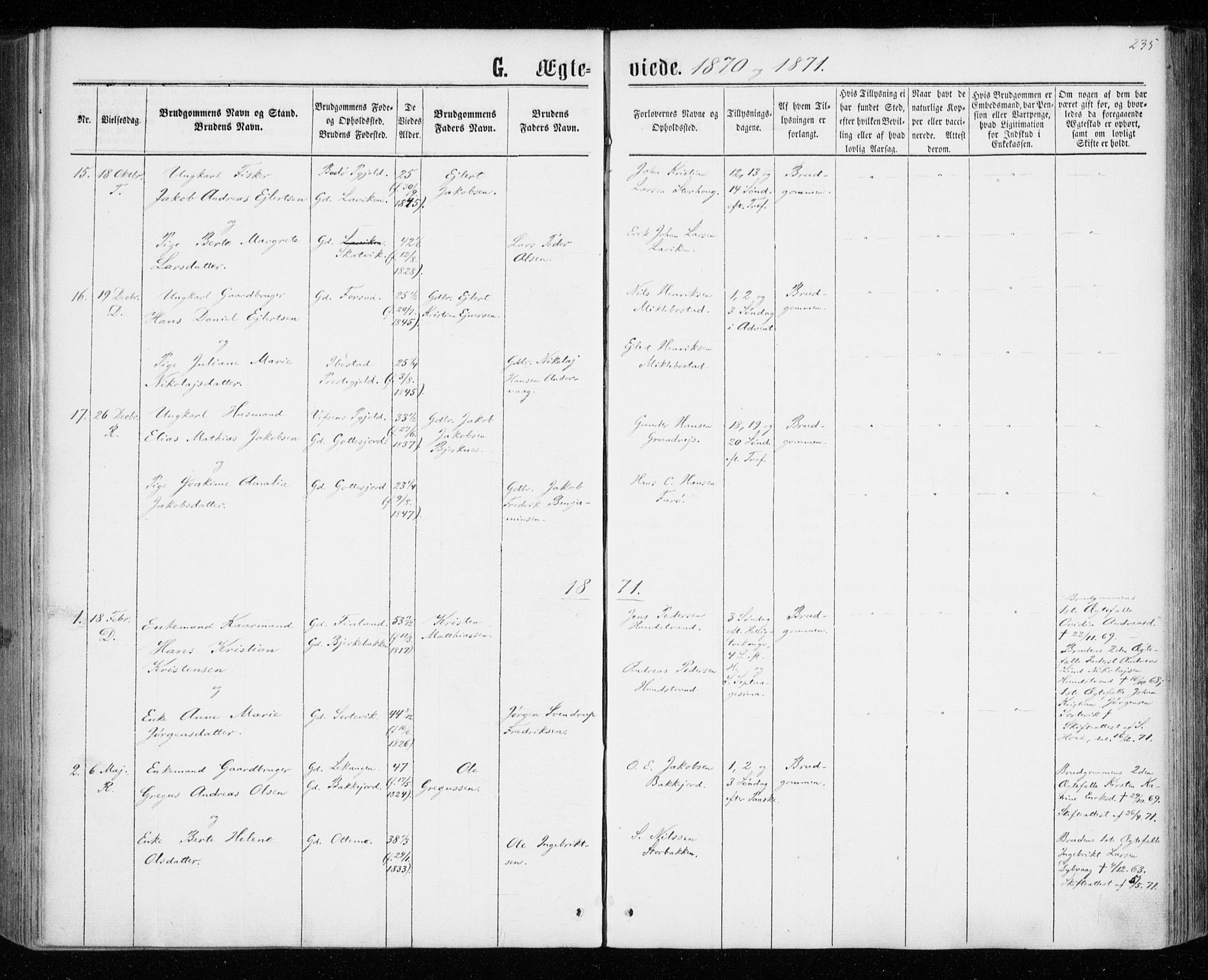 Tranøy sokneprestkontor, SATØ/S-1313/I/Ia/Iaa/L0008kirke: Parish register (official) no. 8, 1867-1877, p. 235