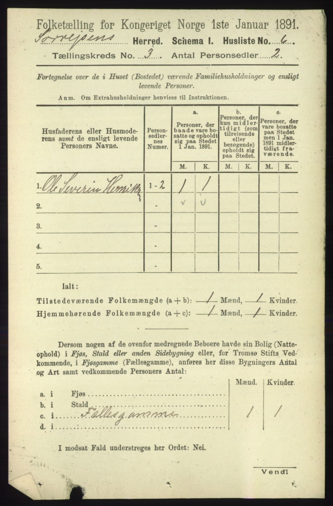 RA, 1891 census for 1925 Sørreisa, 1891, p. 649