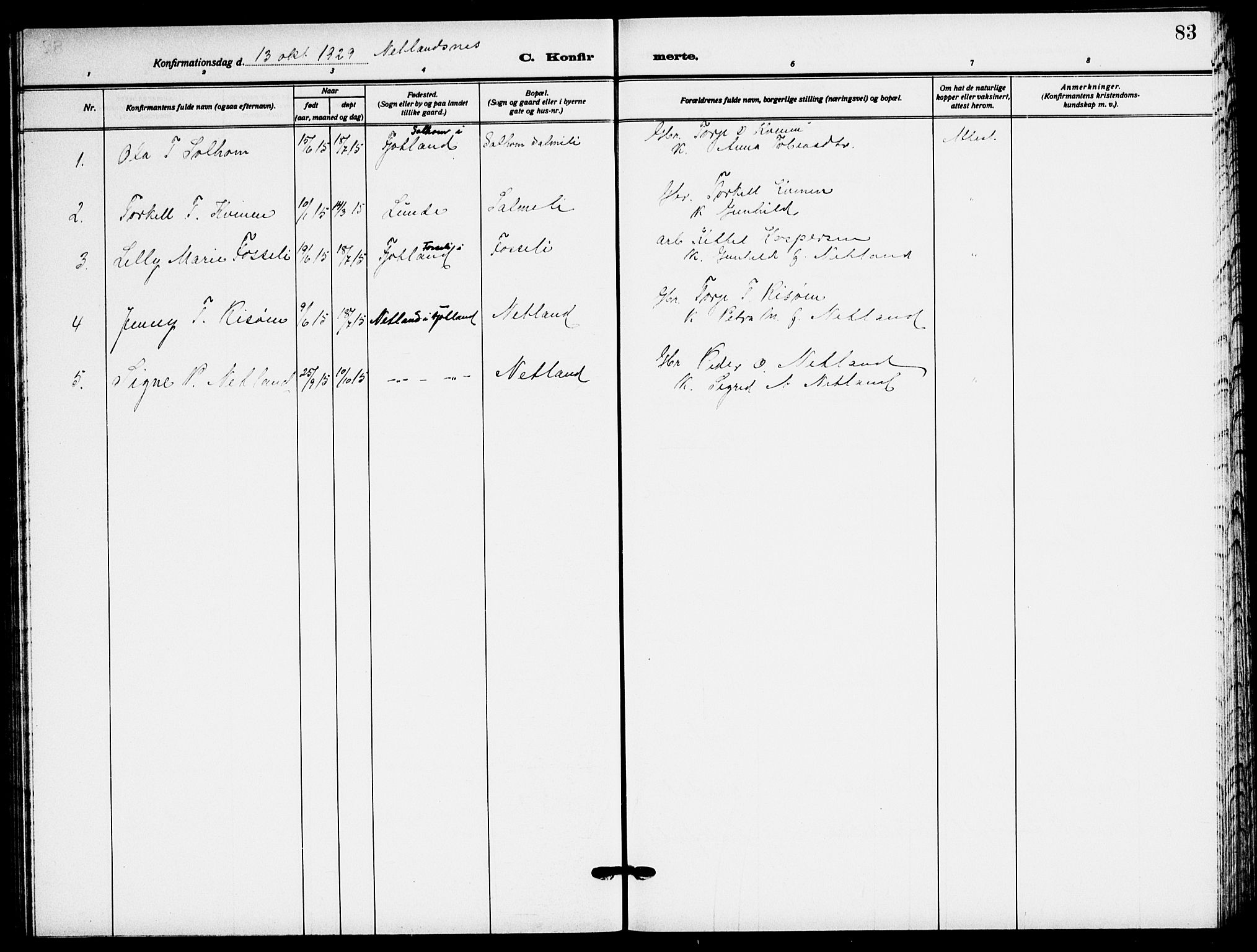 Fjotland sokneprestkontor, AV/SAK-1111-0010/F/Fb/L0004: Parish register (copy) no. B 4, 1925-1941, p. 83