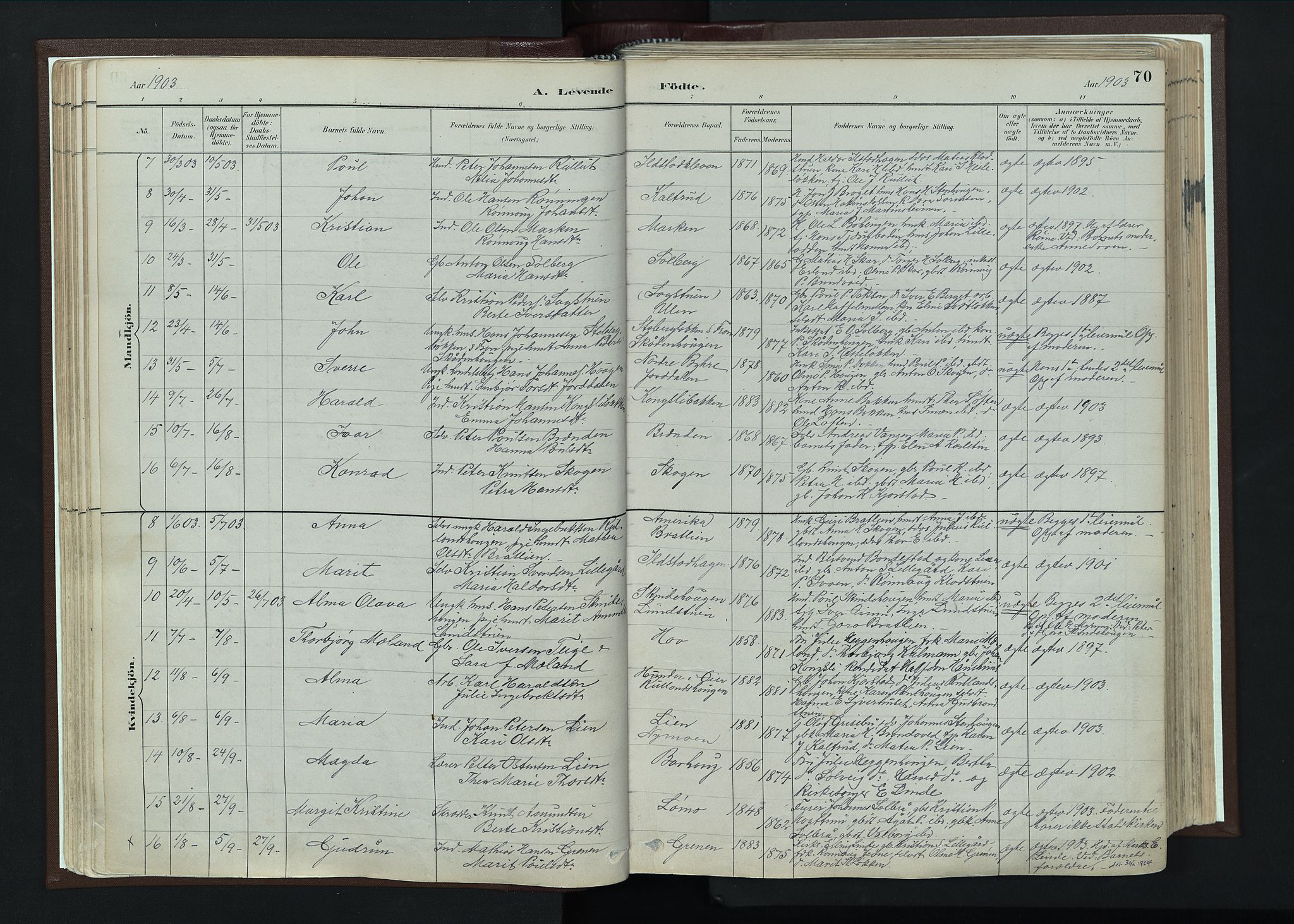 Nord-Fron prestekontor, SAH/PREST-080/H/Ha/Haa/L0004: Parish register (official) no. 4, 1884-1914, p. 70