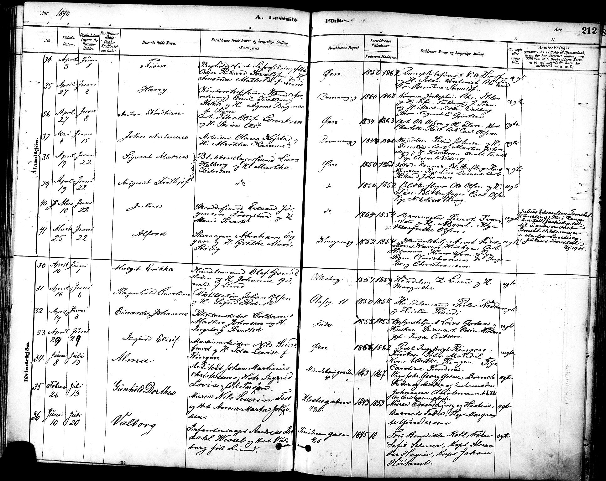 Ministerialprotokoller, klokkerbøker og fødselsregistre - Sør-Trøndelag, AV/SAT-A-1456/601/L0057: Parish register (official) no. 601A25, 1877-1891, p. 212