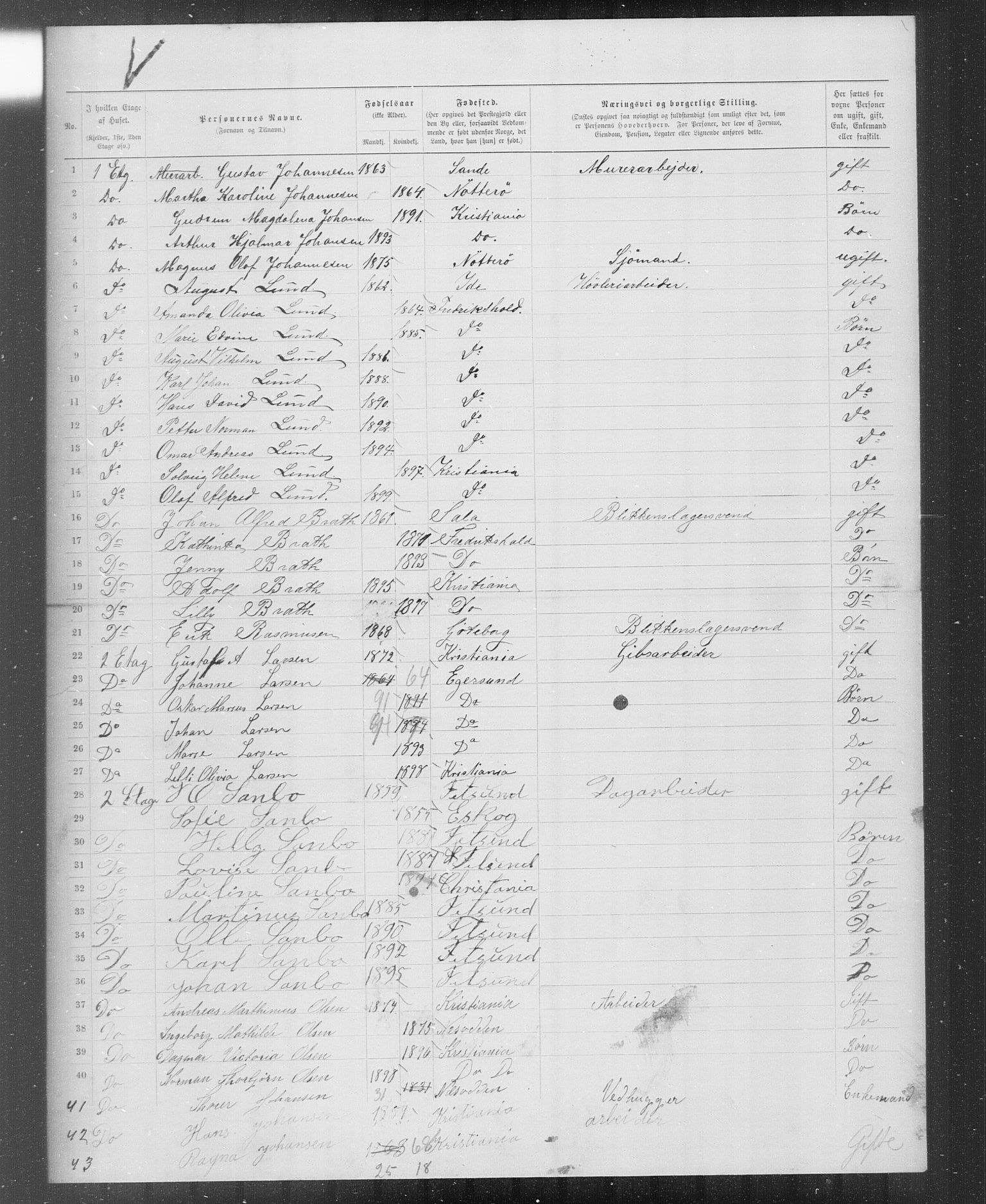 OBA, Municipal Census 1899 for Kristiania, 1899, p. 6398