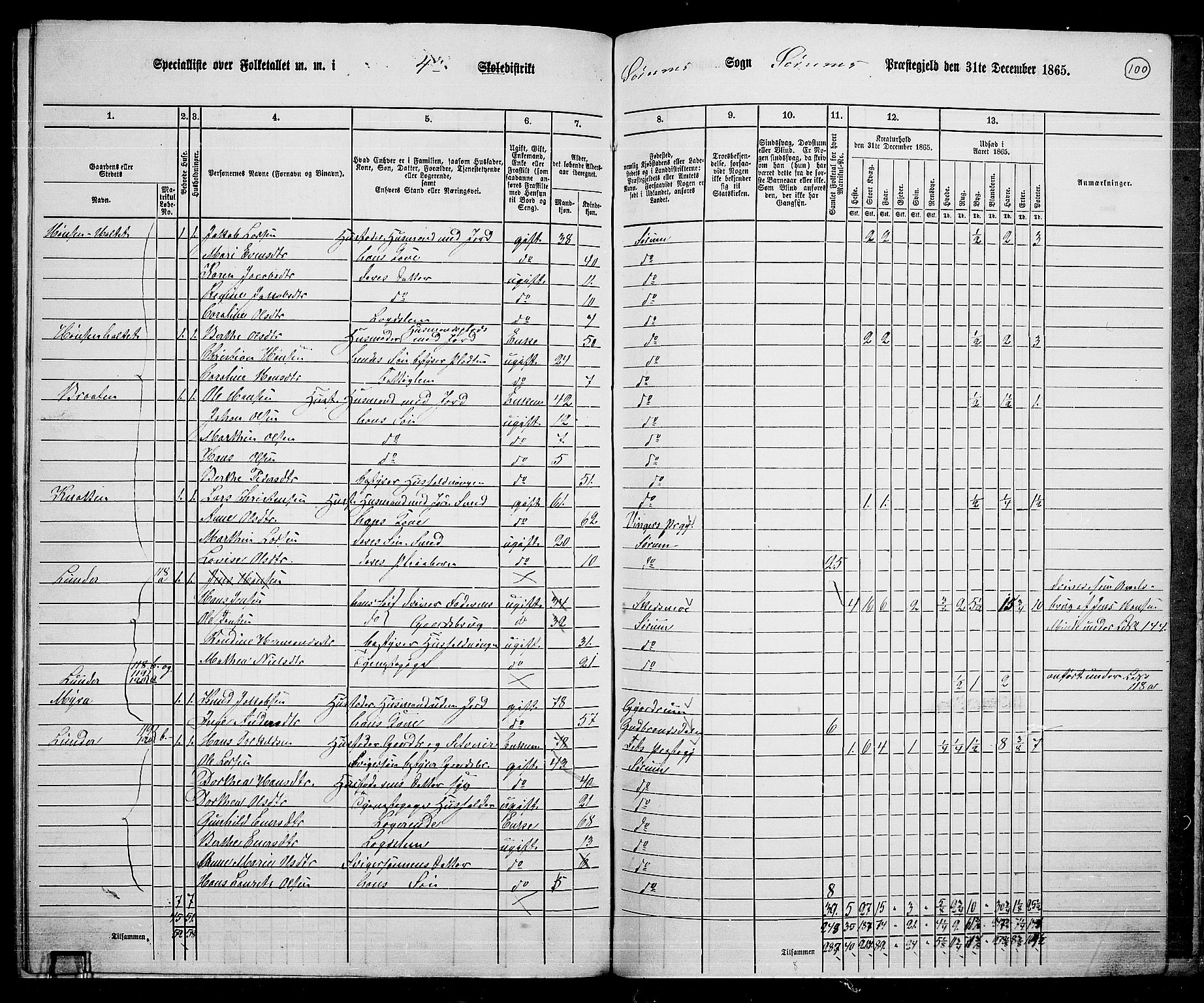 RA, 1865 census for Sørum, 1865, p. 91