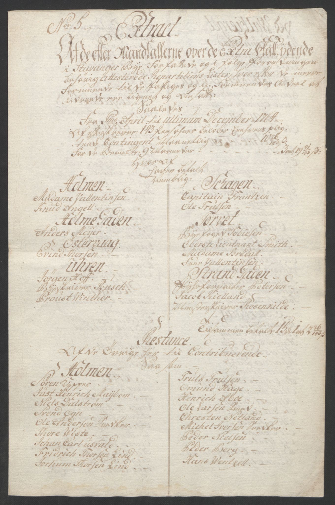 Rentekammeret inntil 1814, Realistisk ordnet avdeling, RA/EA-4070/Ol/L0015/0001: [Gg 10]: Ekstraskatten, 23.09.1762. Stavanger by, Jæren og Dalane, Bergen / Stavanger , 1762-1764, p. 88