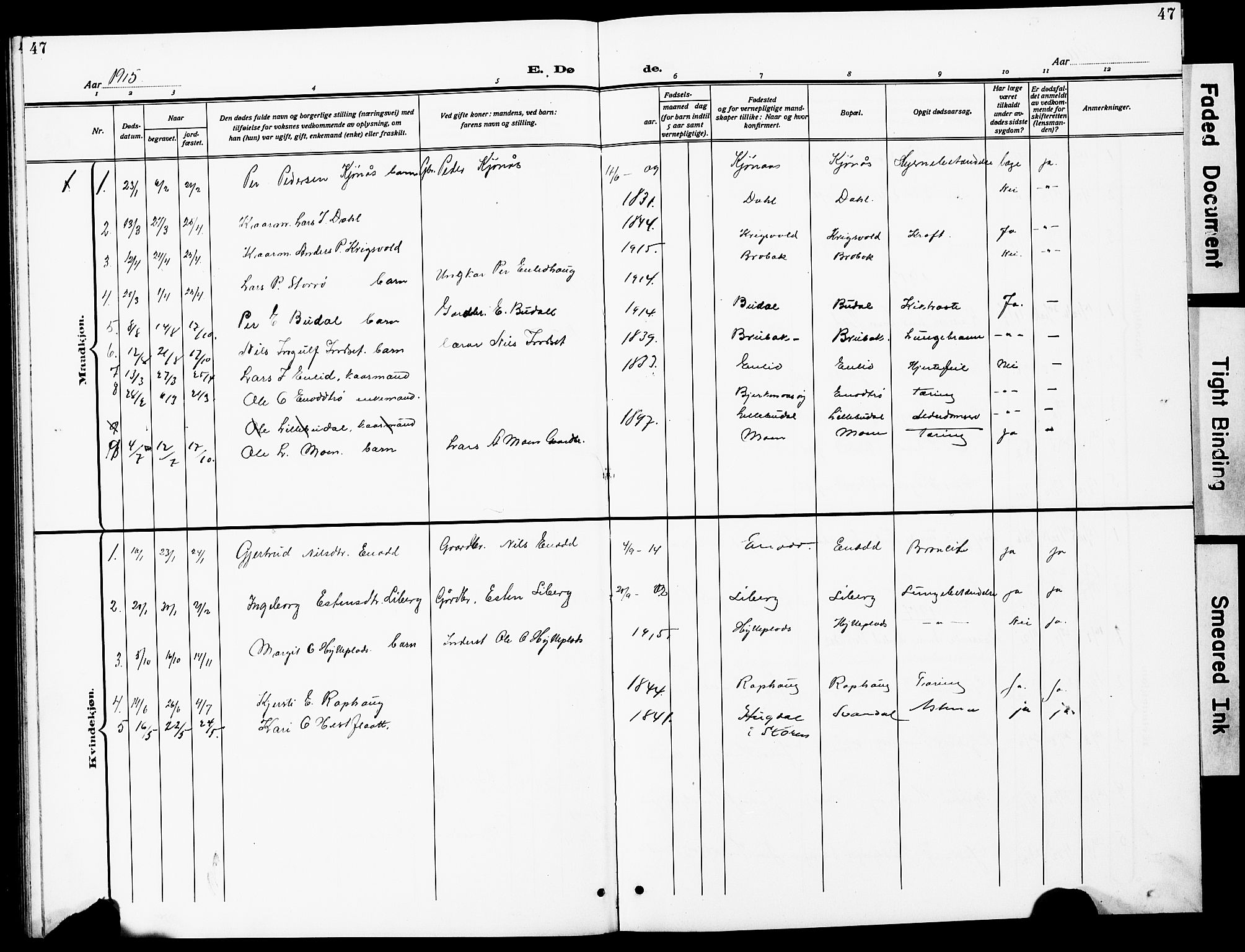 Ministerialprotokoller, klokkerbøker og fødselsregistre - Sør-Trøndelag, SAT/A-1456/690/L1052: Parish register (copy) no. 690C02, 1907-1929, p. 47