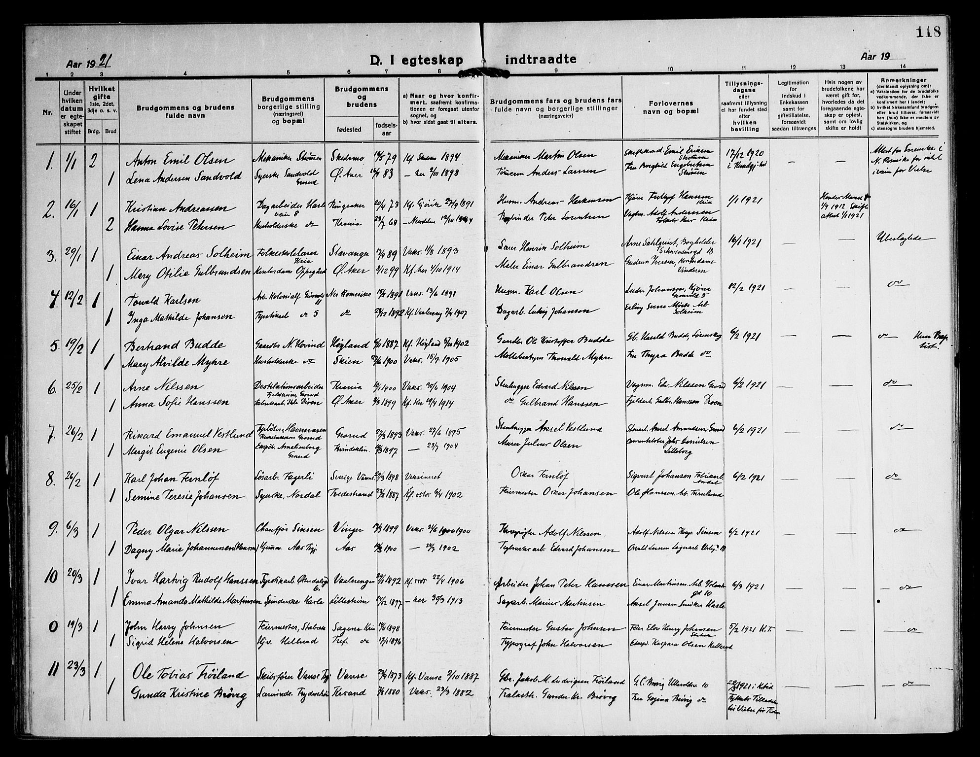 Østre Aker prestekontor Kirkebøker, SAO/A-10840/F/Fa/L0013: Parish register (official) no. I 13, 1918-1929, p. 118