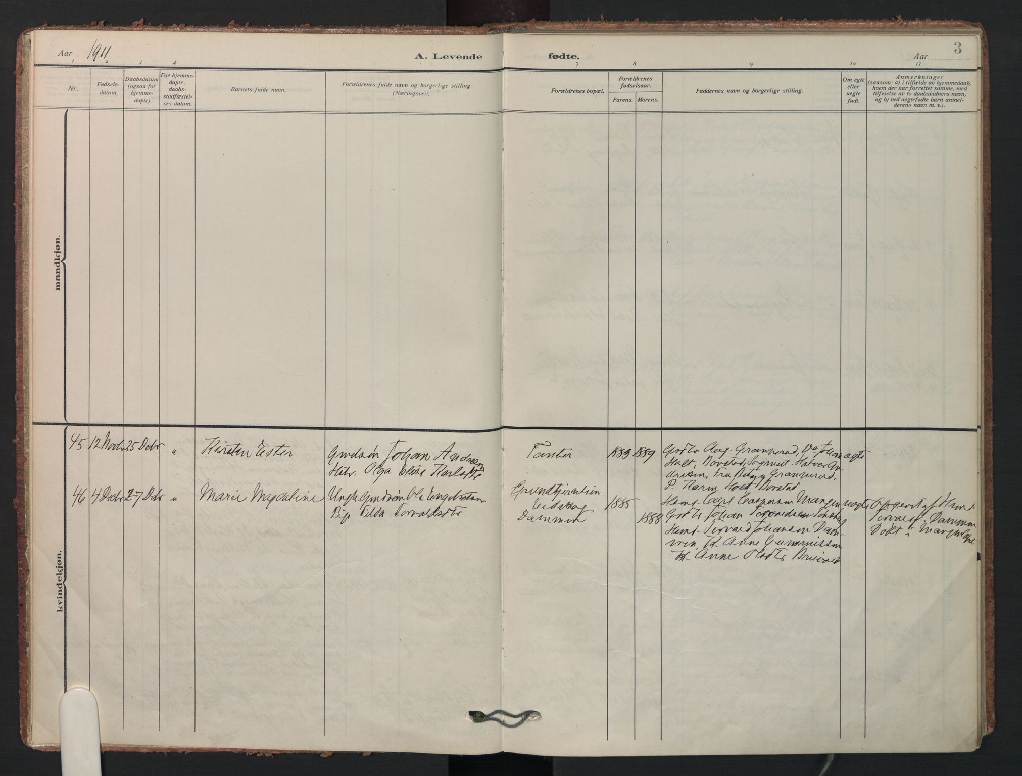Aurskog prestekontor Kirkebøker, SAO/A-10304a/F/Fa/L0014: Parish register (official) no. I 14, 1911-1926, p. 3
