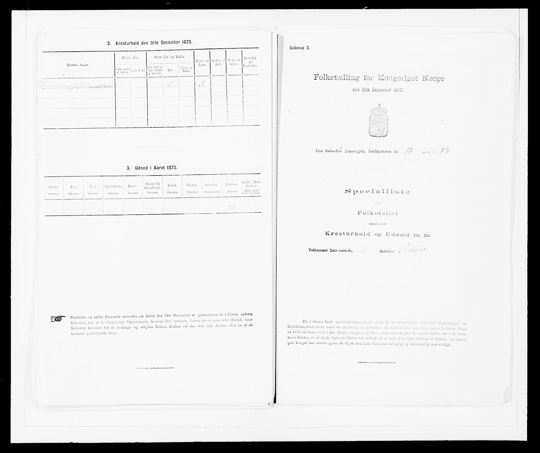 SAB, 1875 census for 1429P Ytre Holmedal, 1875, p. 995