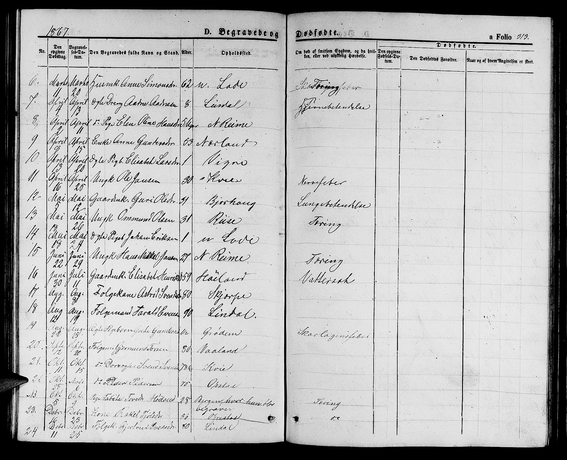 Hå sokneprestkontor, SAST/A-101801/001/30BB/L0001: Parish register (copy) no. B 1, 1854-1883, p. 313