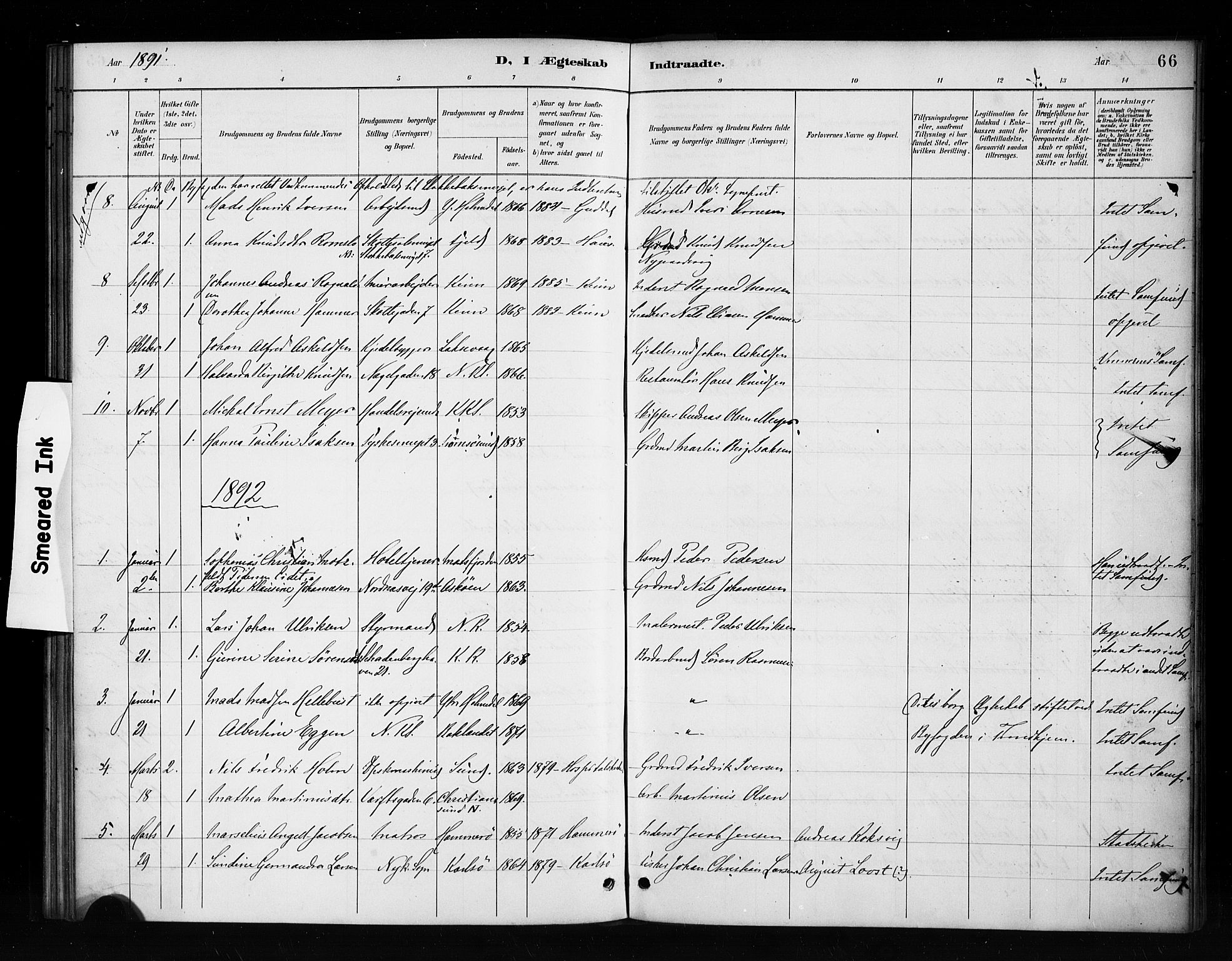 Nykirken Sokneprestembete, AV/SAB-A-77101/H/Haa/L0053: Parish register (official) no. H 2, 1887-1897, p. 66