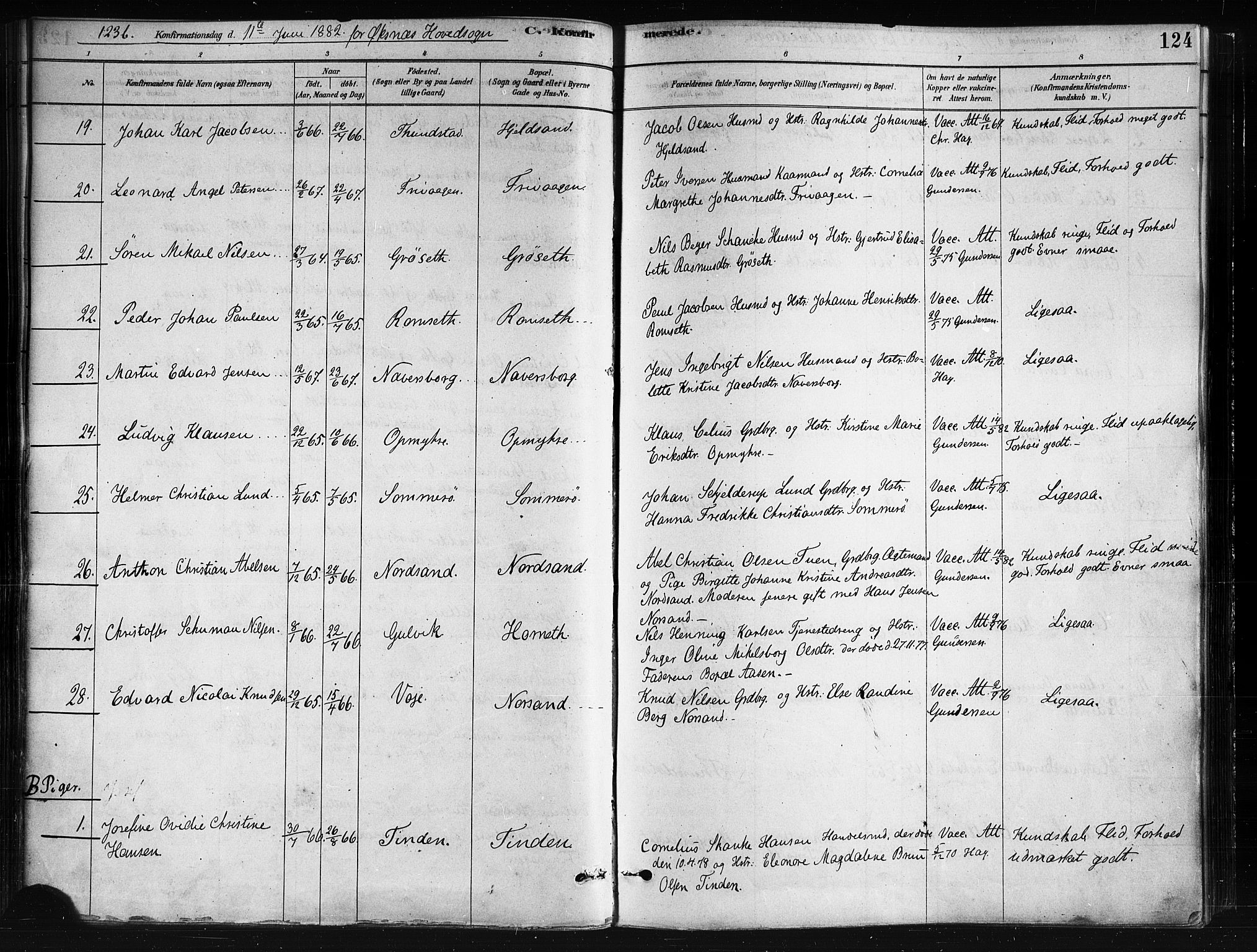 Ministerialprotokoller, klokkerbøker og fødselsregistre - Nordland, SAT/A-1459/893/L1335: Parish register (official) no. 893A08 /1, 1878-1884, p. 124