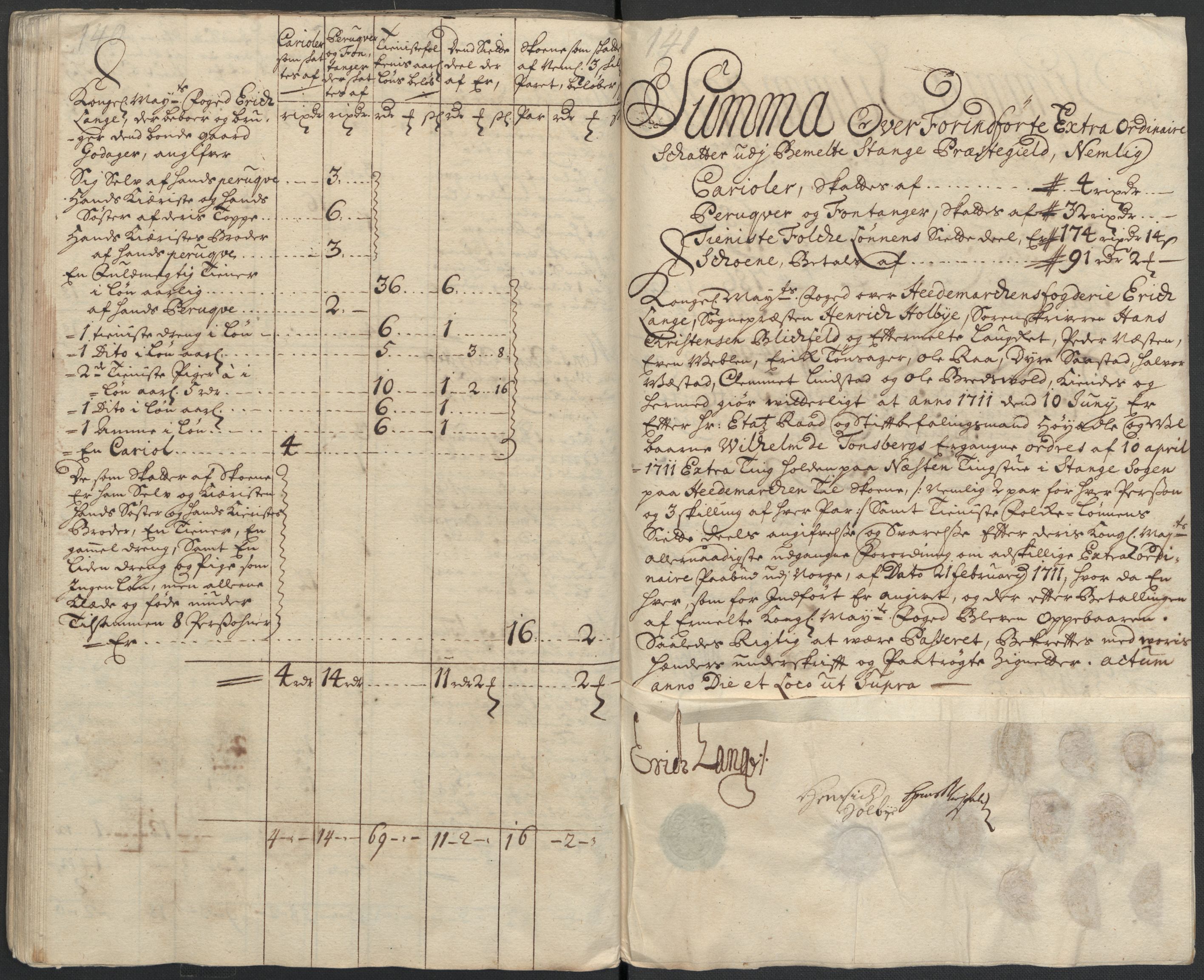 Rentekammeret inntil 1814, Reviderte regnskaper, Fogderegnskap, AV/RA-EA-4092/R16/L1047: Fogderegnskap Hedmark, 1711, p. 279