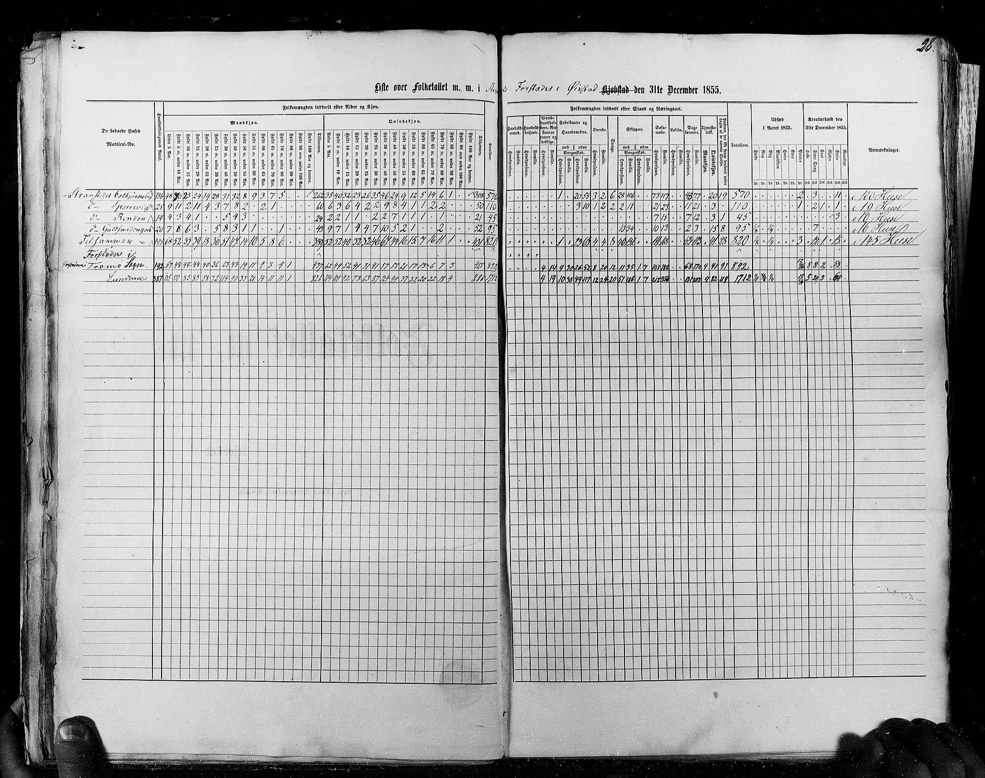 RA, Census 1855, vol. 8: Risør-Vadsø, 1855, p. 28