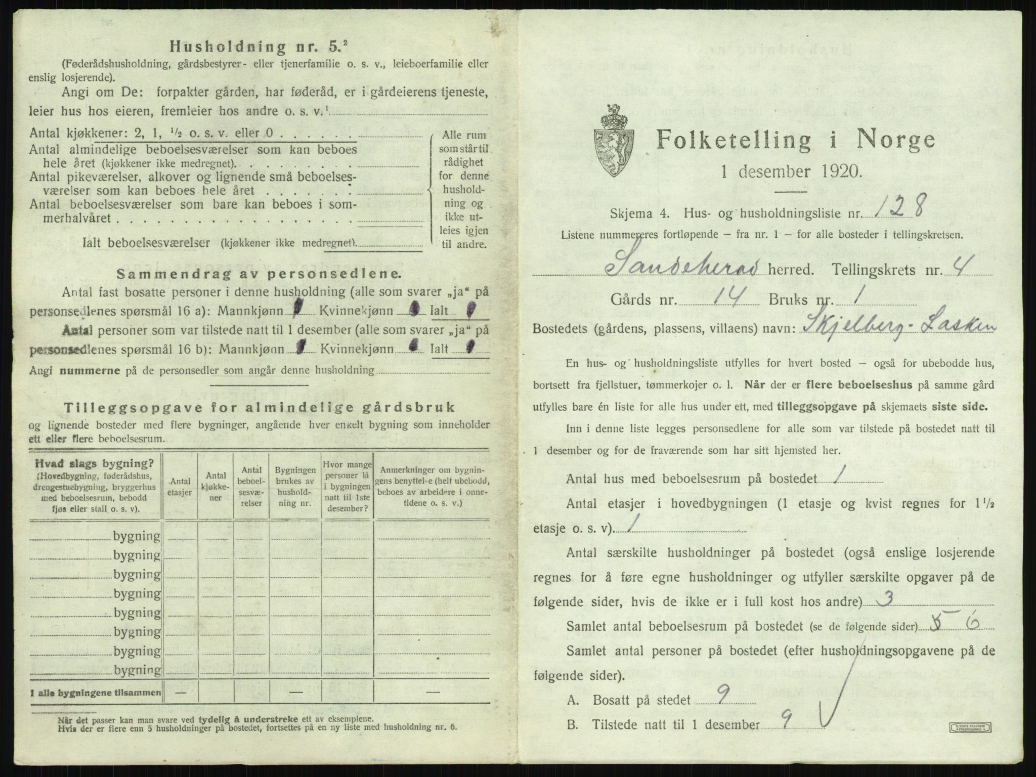 SAKO, 1920 census for Sandeherred, 1920, p. 888
