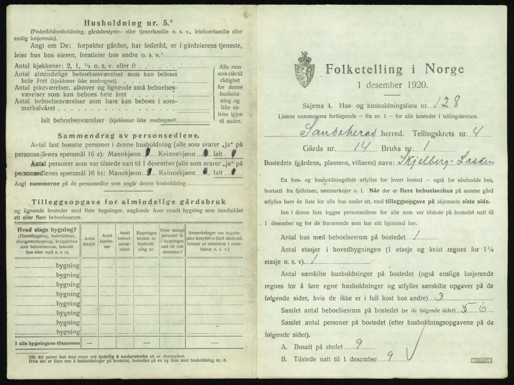 SAKO, 1920 census for Sandeherred, 1920, p. 888