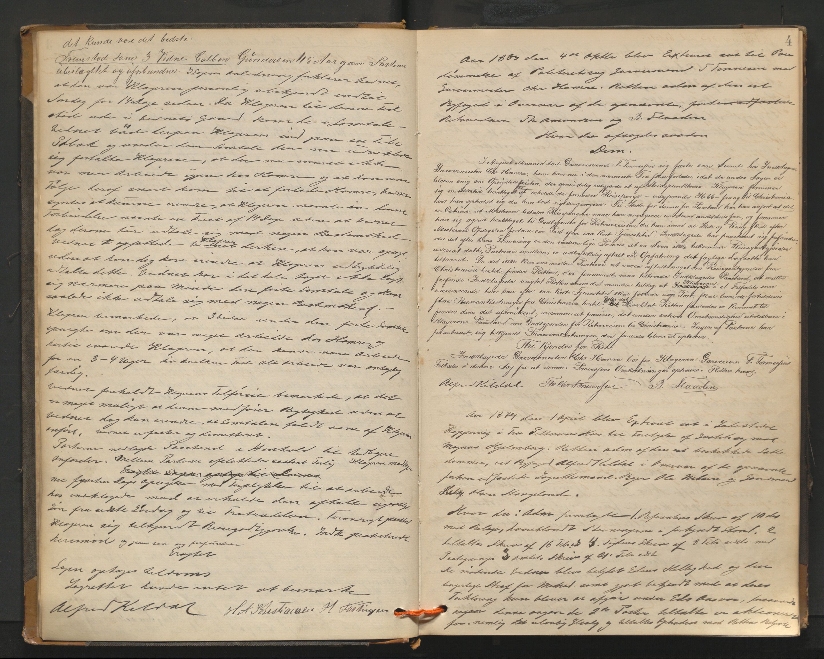 Haugesund tingrett, AV/SAST-A-101415/01/V/VB/VBd/L0001: Ekstrarettsprotokoll, 1883, p. 4