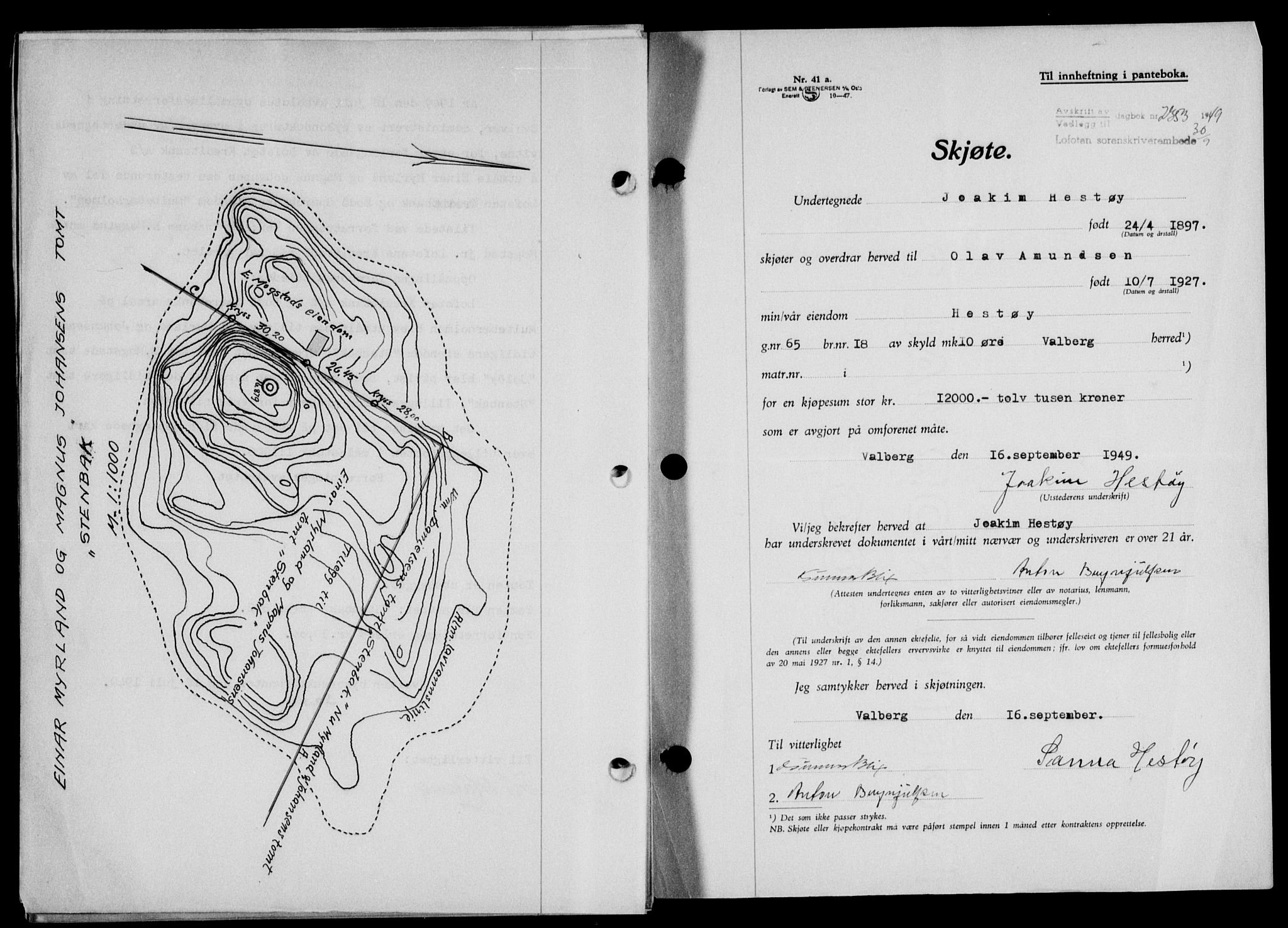 Lofoten sorenskriveri, SAT/A-0017/1/2/2C/L0021a: Mortgage book no. 21a, 1949-1949, Diary no: : 2353/1949