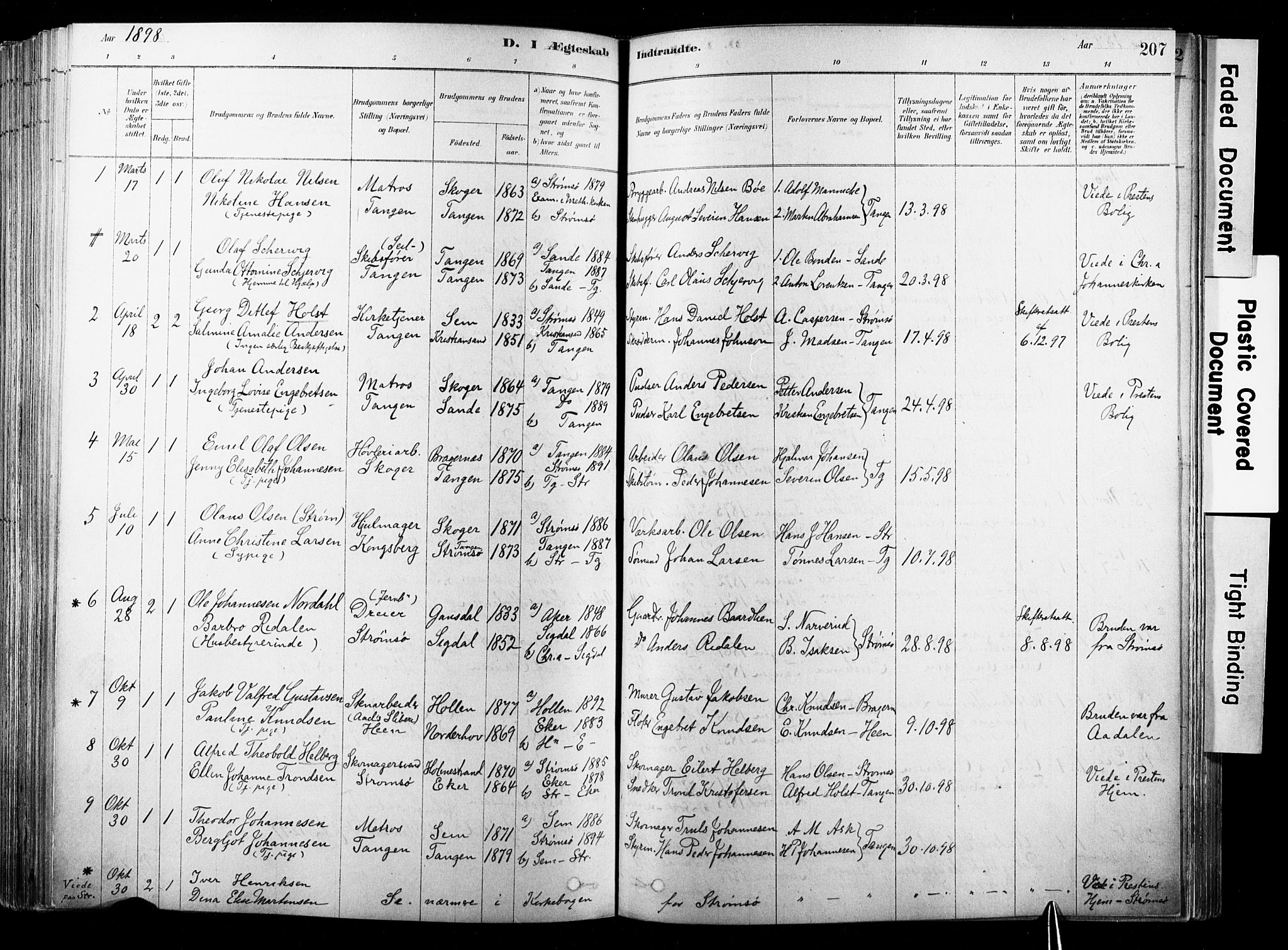 Strømsø kirkebøker, SAKO/A-246/F/Fb/L0006: Parish register (official) no. II 6, 1879-1910, p. 207