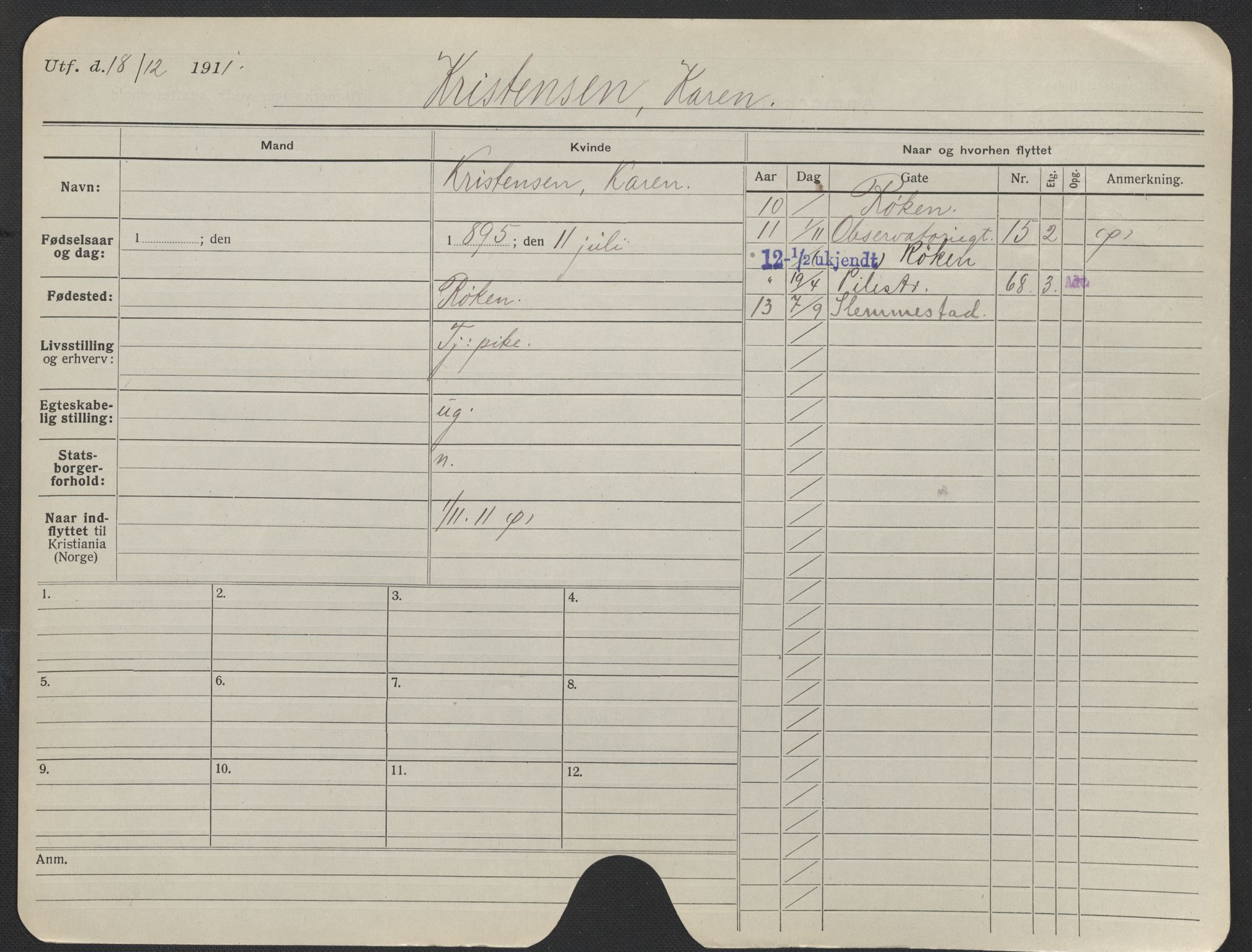 Oslo folkeregister, Registerkort, AV/SAO-A-11715/F/Fa/Fac/L0019: Kvinner, 1906-1914, p. 150a