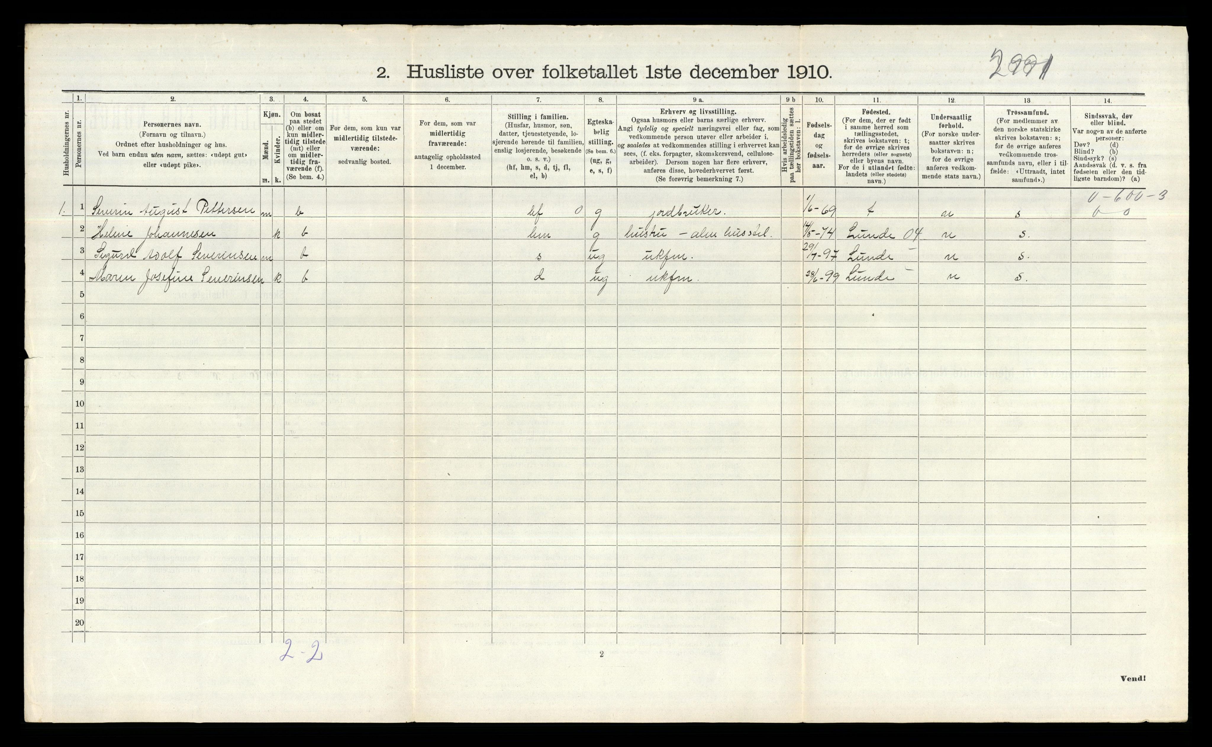 RA, 1910 census for Borge, 1910, p. 1407