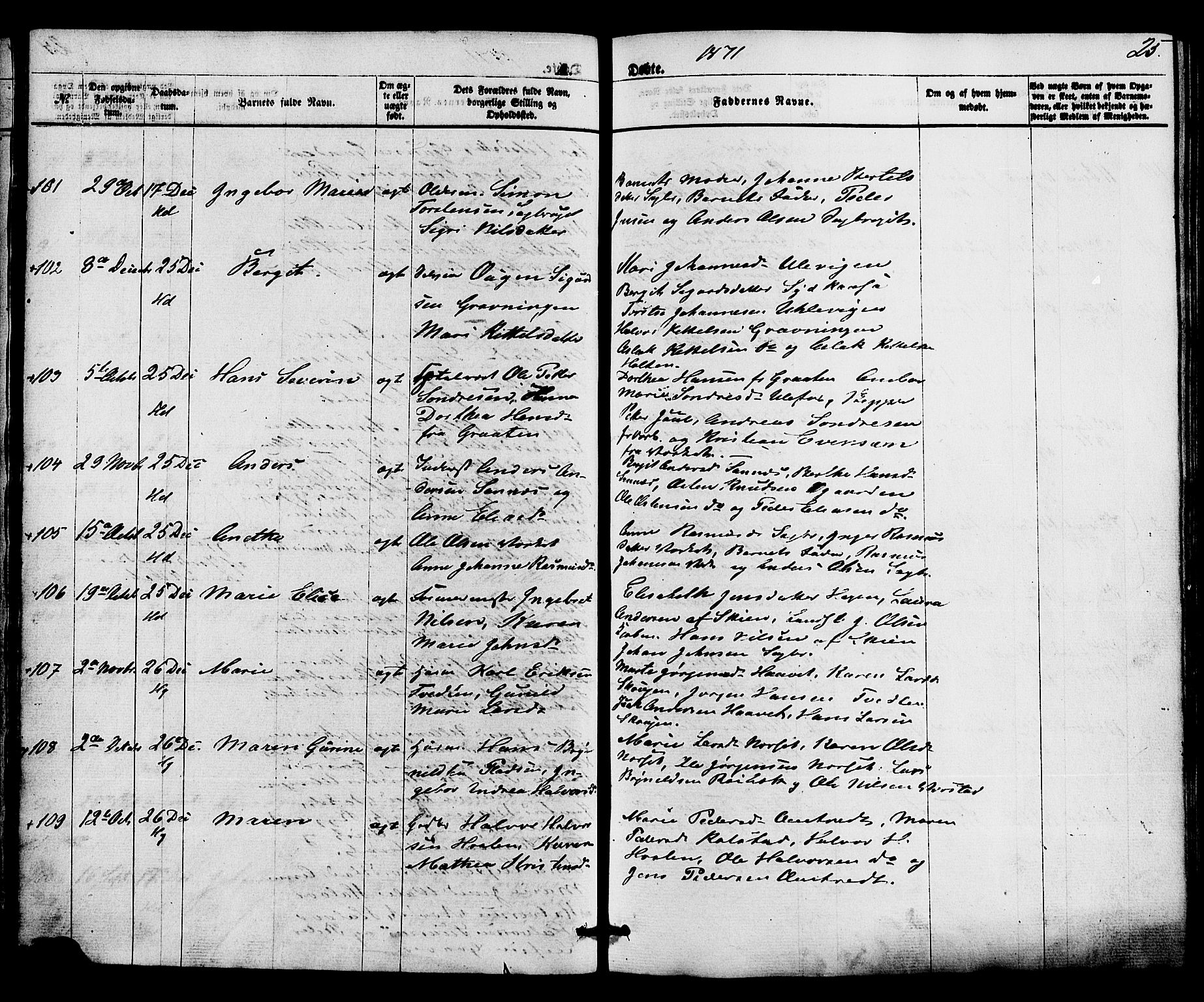 Holla kirkebøker, SAKO/A-272/F/Fa/L0007: Parish register (official) no. 7, 1869-1881, p. 25