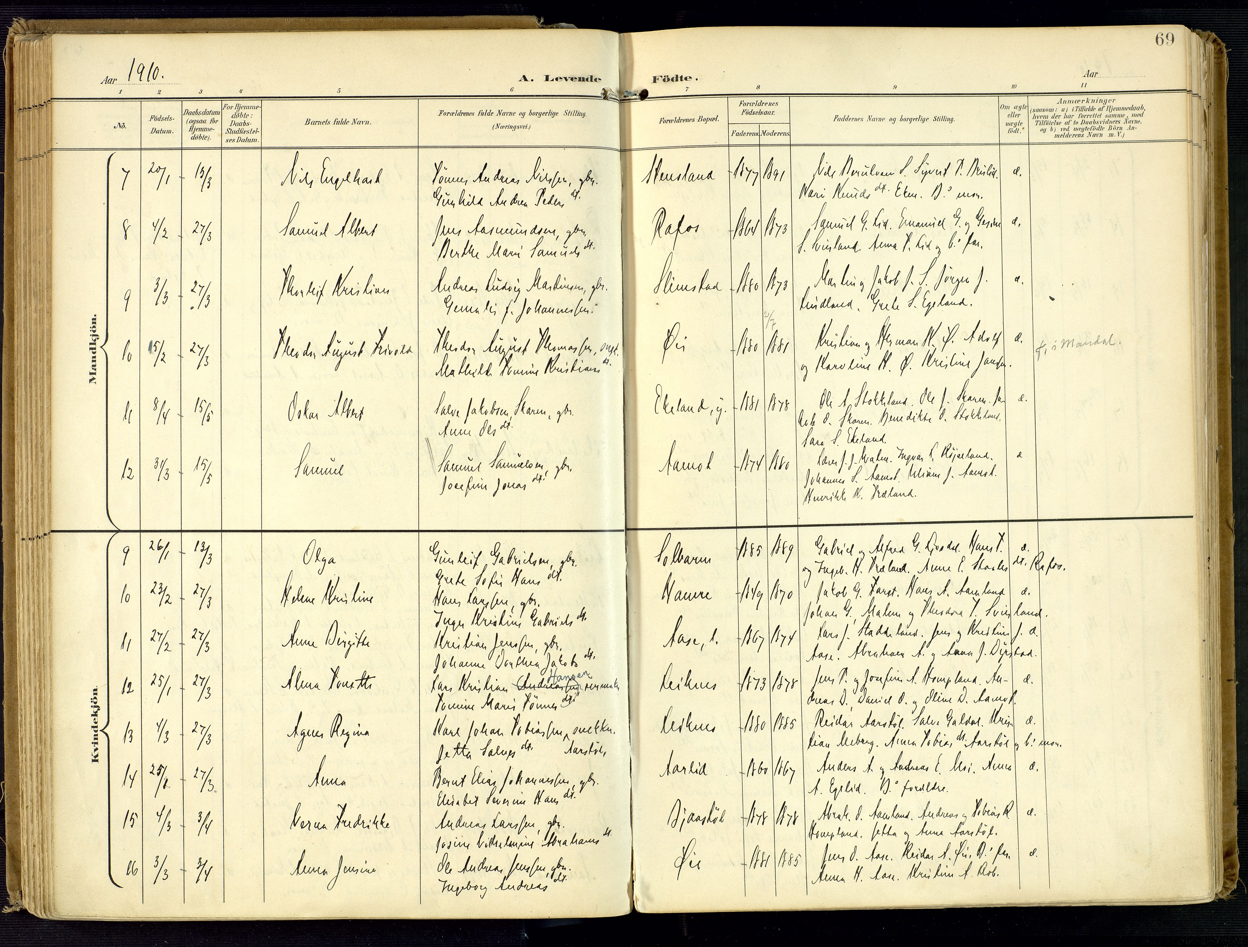 Kvinesdal sokneprestkontor, AV/SAK-1111-0026/F/Fa/Fab/L0009: Parish register (official) no. A 9, 1898-1915, p. 69