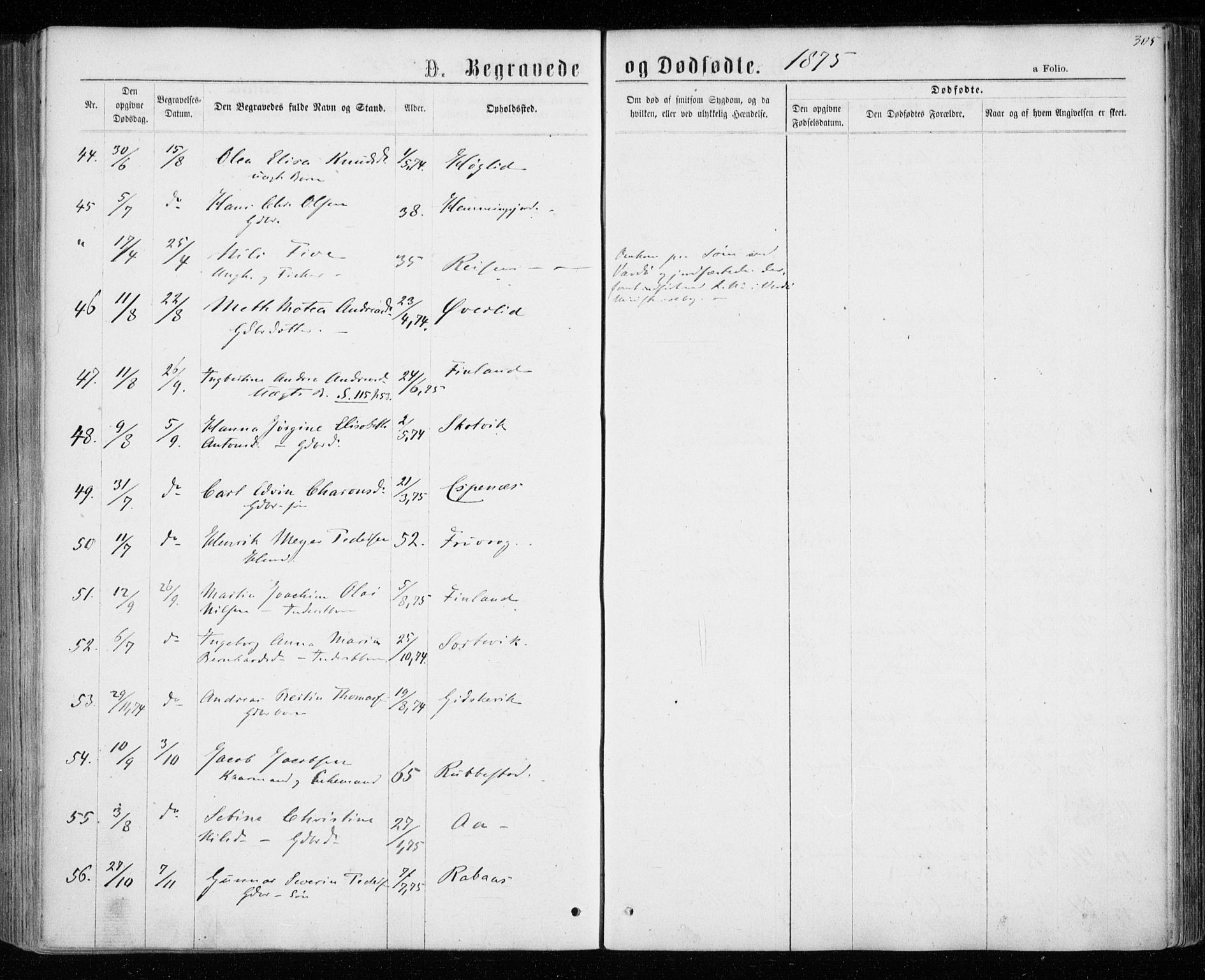 Tranøy sokneprestkontor, SATØ/S-1313/I/Ia/Iaa/L0008kirke: Parish register (official) no. 8, 1867-1877, p. 305
