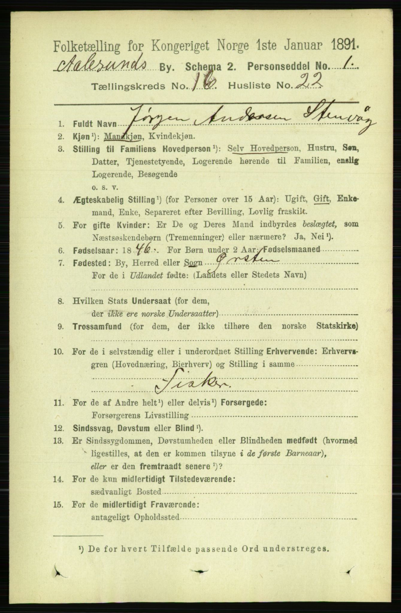 RA, 1891 census for 1501 Ålesund, 1891, p. 9785