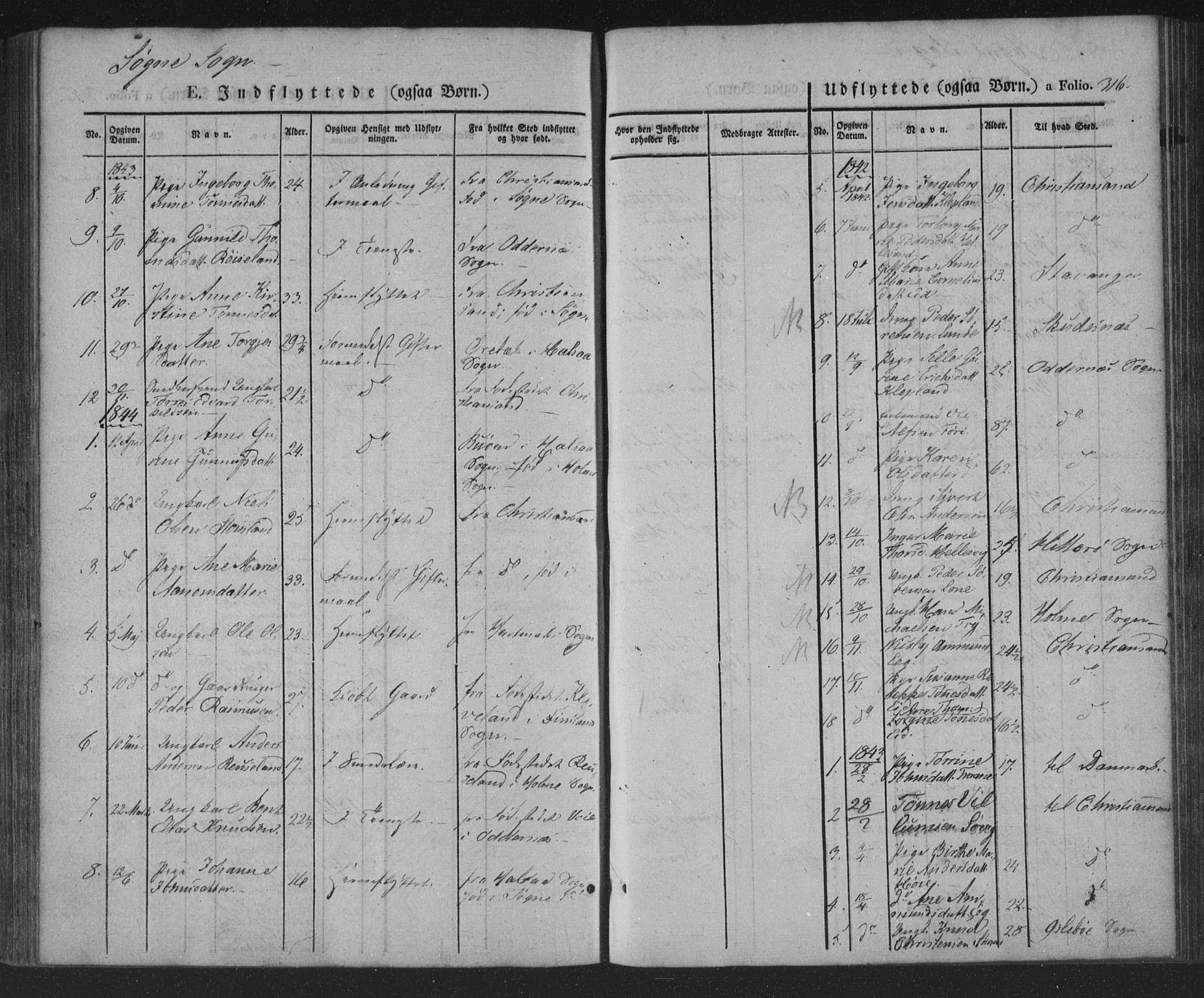 Søgne sokneprestkontor, AV/SAK-1111-0037/F/Fa/Fab/L0009: Parish register (official) no. A 9, 1838-1853, p. 316