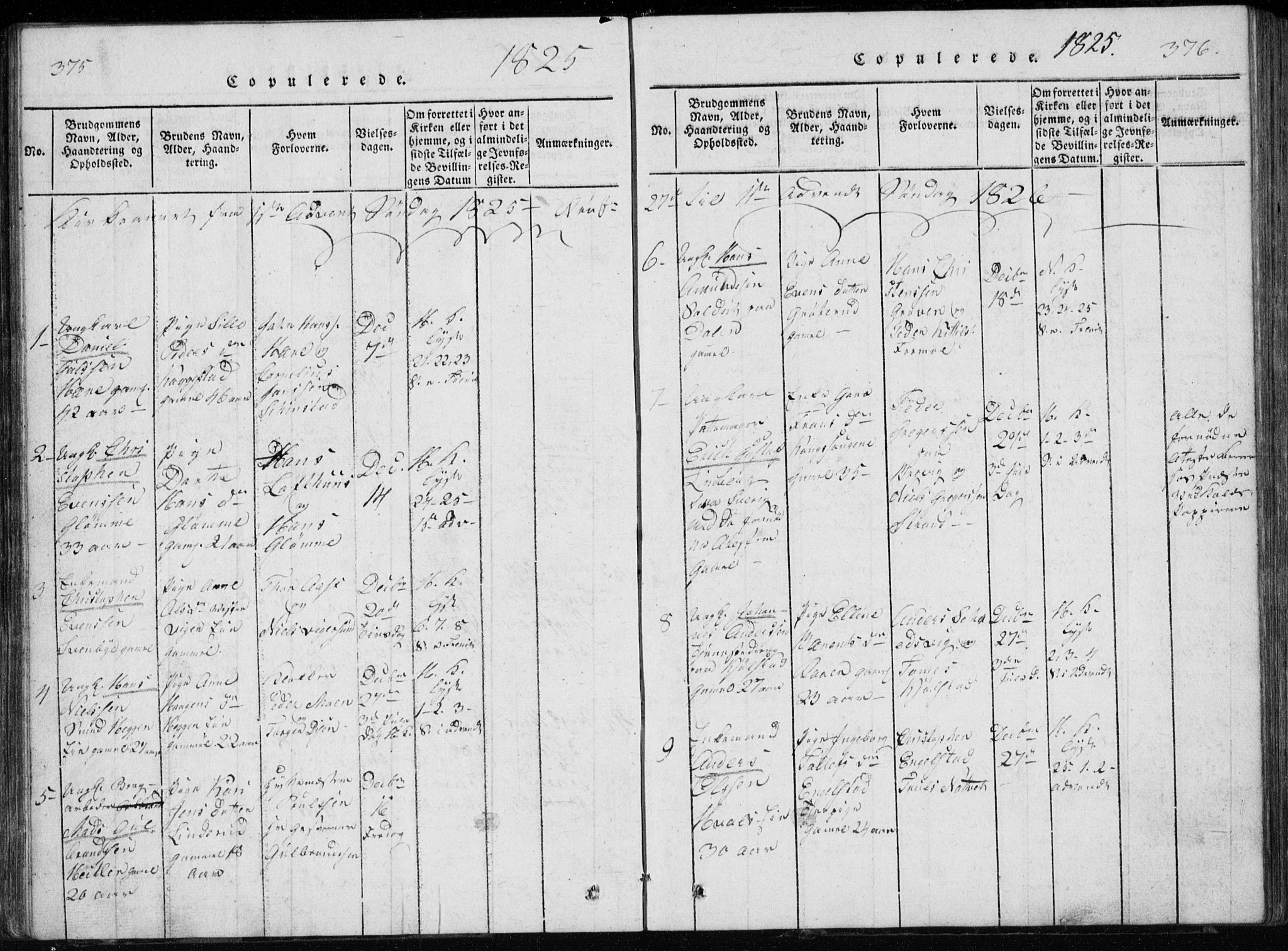 Modum kirkebøker, AV/SAKO-A-234/G/Ga/L0002: Parish register (copy) no. I 2, 1824-1832, p. 375-376