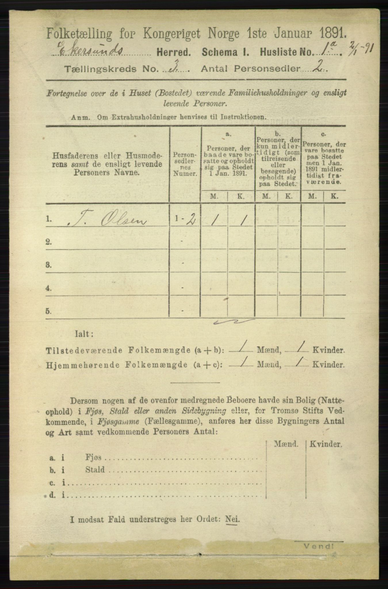 RA, 1891 census for 1116 Eigersund herred, 1891, p. 901