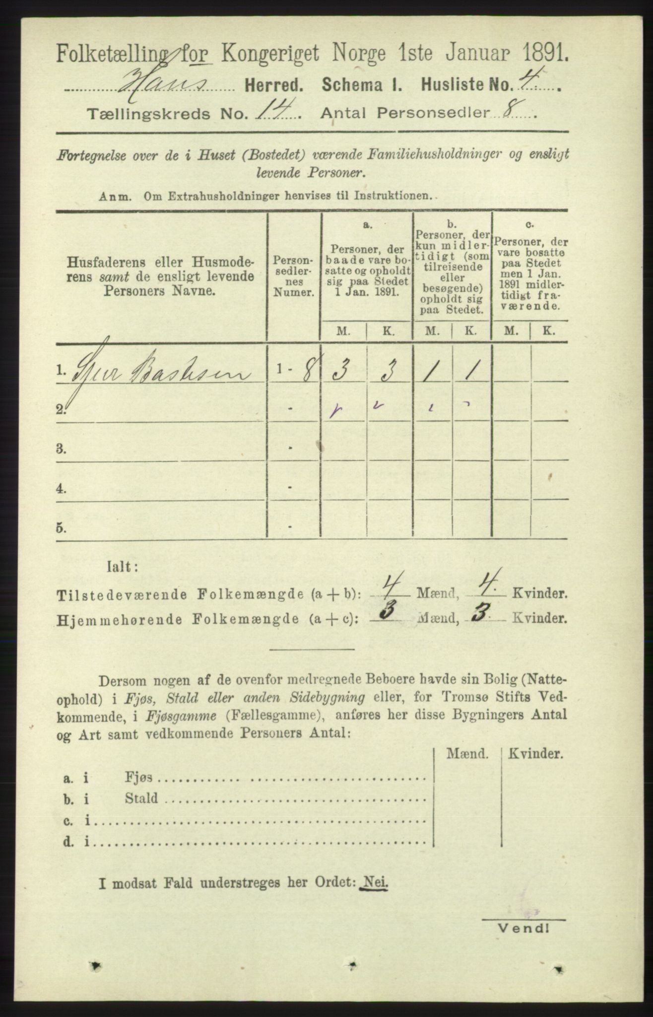 RA, 1891 census for 1250 Haus, 1891, p. 5812