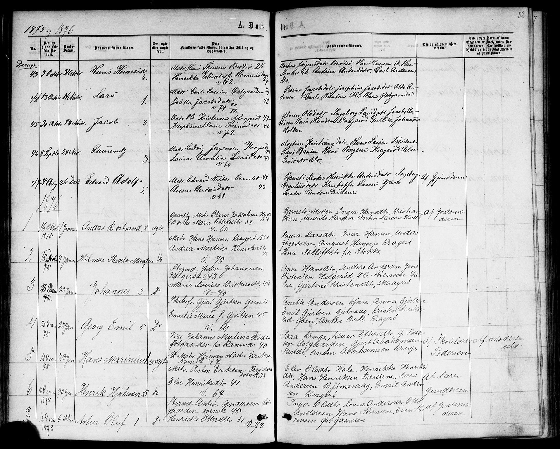 Nøtterøy kirkebøker, SAKO/A-354/F/Fb/L0001: Parish register (official) no. II 1, 1865-1878, p. 82